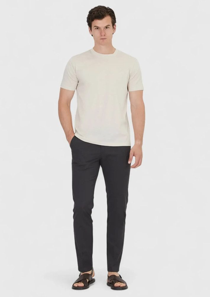 RAMSEY T-Shirt Beiges, schlichtes T-Shirt mit Rundhalsausschnitt aus 100 % Baumwolle