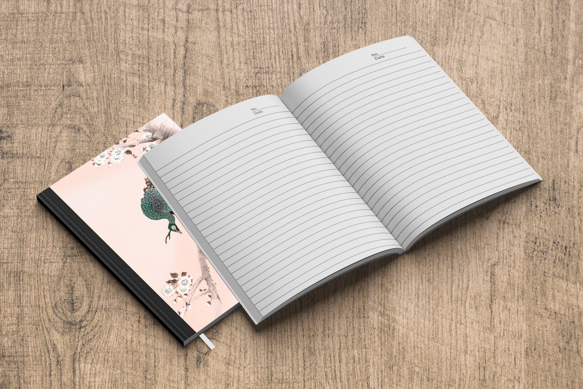Journal, Blumen - Notizbuch Japanisch - Skandinavisch, 98 - MuchoWow - Notizheft, Baum A5, Tagebuch, Seiten, Haushaltsbuch Pfau Merkzettel,