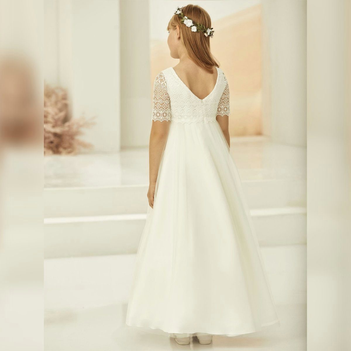 Bianco Evento Partykleid Blumenmädchenkleid Kommunionkleid Blumenmädchenkleid ME2400