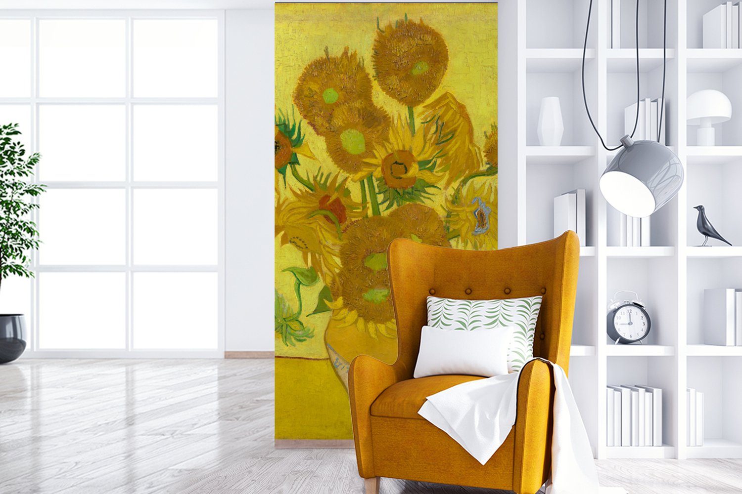 Sonnenblumen bedruckt, St), MuchoWow (2 Fototapete für Matt, Vliestapete van Wohnzimmer Vincent Schlafzimmer Fototapete Gogh, Küche, -