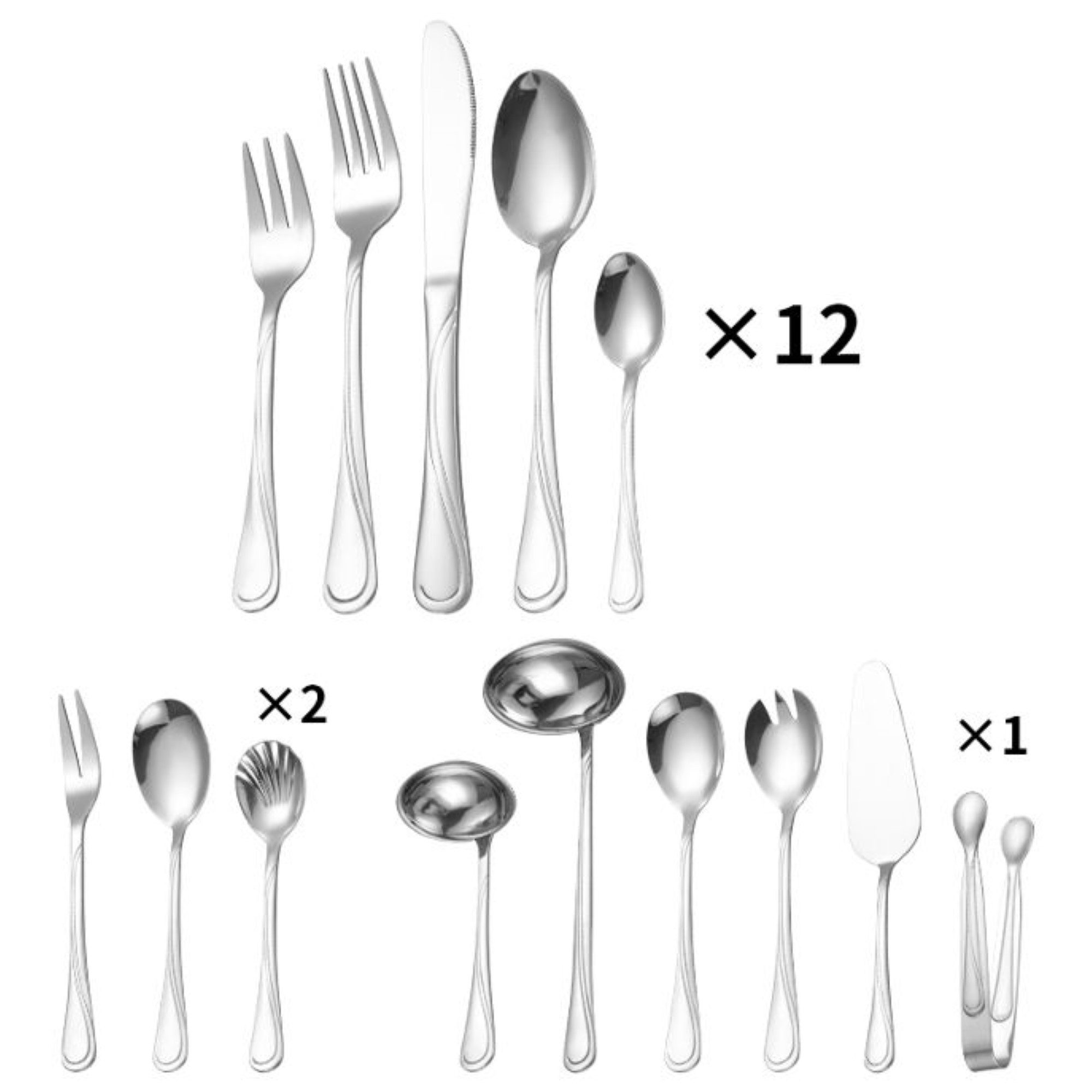 Cheffinger Besteck-Set 72 tlg Besteck-Set für 12 Personen aus hochwertigem 18/10 Edelstahl