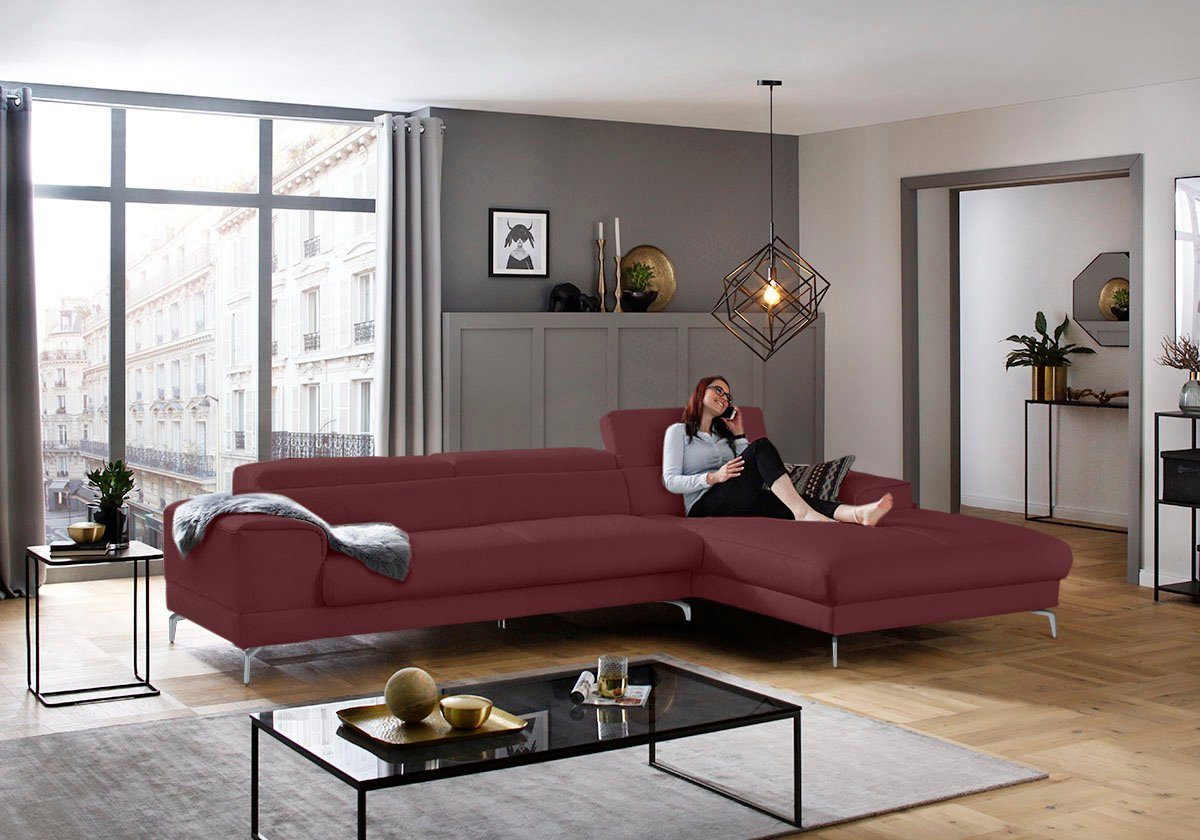 Sitztiefenverstellung, Breite piedroo, Ecksofa 343cm mit wahlweise Kopfteilverstellung, W.SCHILLIG