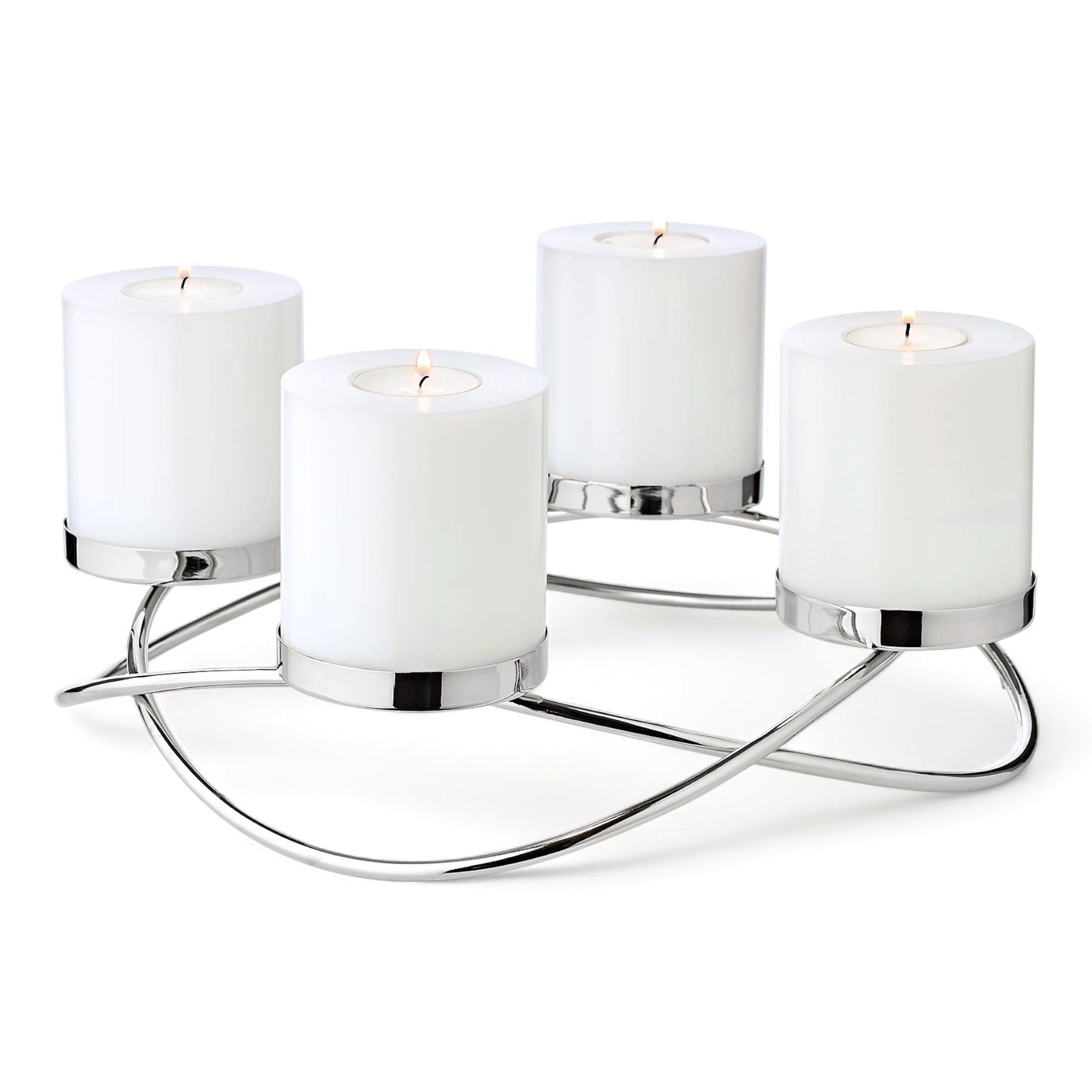 EDZARD Adventskranz Alva Ø 33 cm, Edelstahl poliert, für Kerzen Ø 8 cm, Adventsleuchter