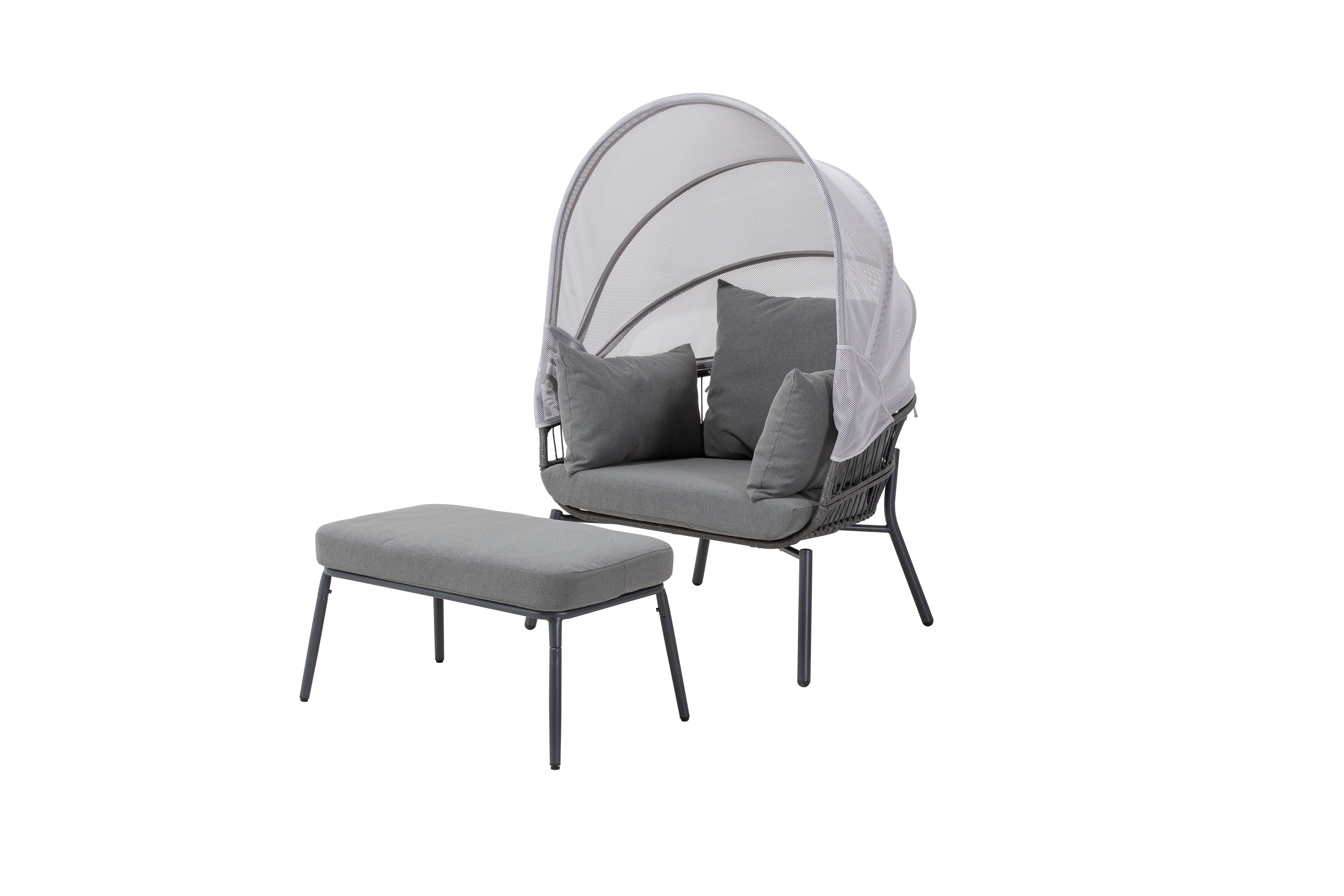 Leco Gartensessel Balkonsessel Gartenstuhl Chillsessel Ruhesessel Korbsessel CLARA (Relaxsessel mit Hocker)