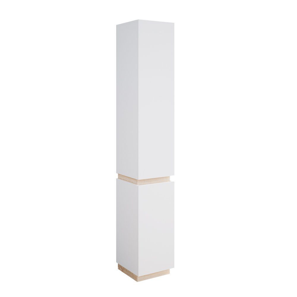 Vicco Badschrank Gloria Weiß/Sonoma 33 x 198 cm mit 2 Türen günstig online kaufen