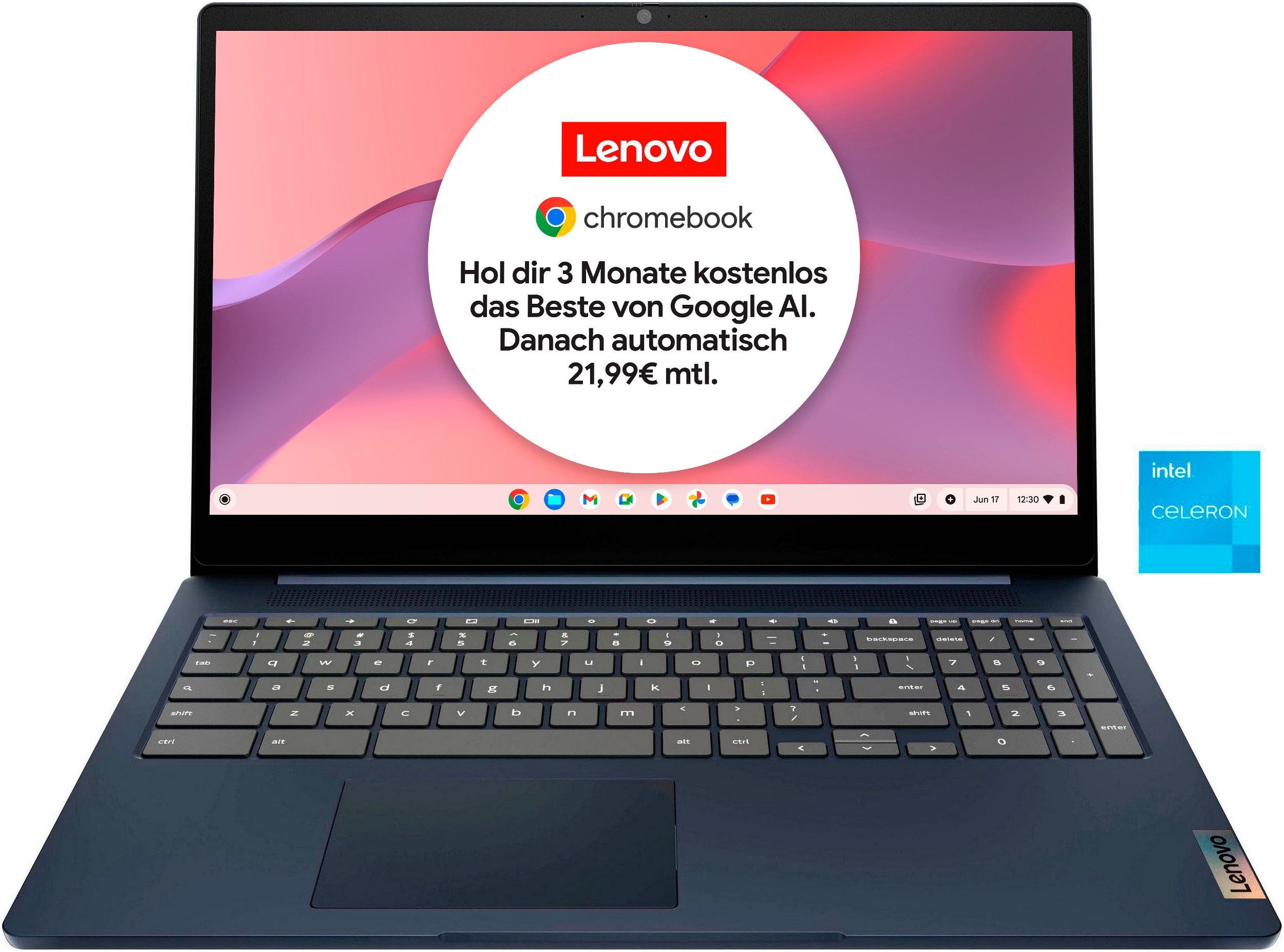 Lenovo IdeaPad 3 Chrome 15IJL6 Chromebook (39,6 cm/15,6 Zoll, Intel Celeron N4500, UHD Graphics, ChromeOS, Clamshell Laptop with Full HD Panel)