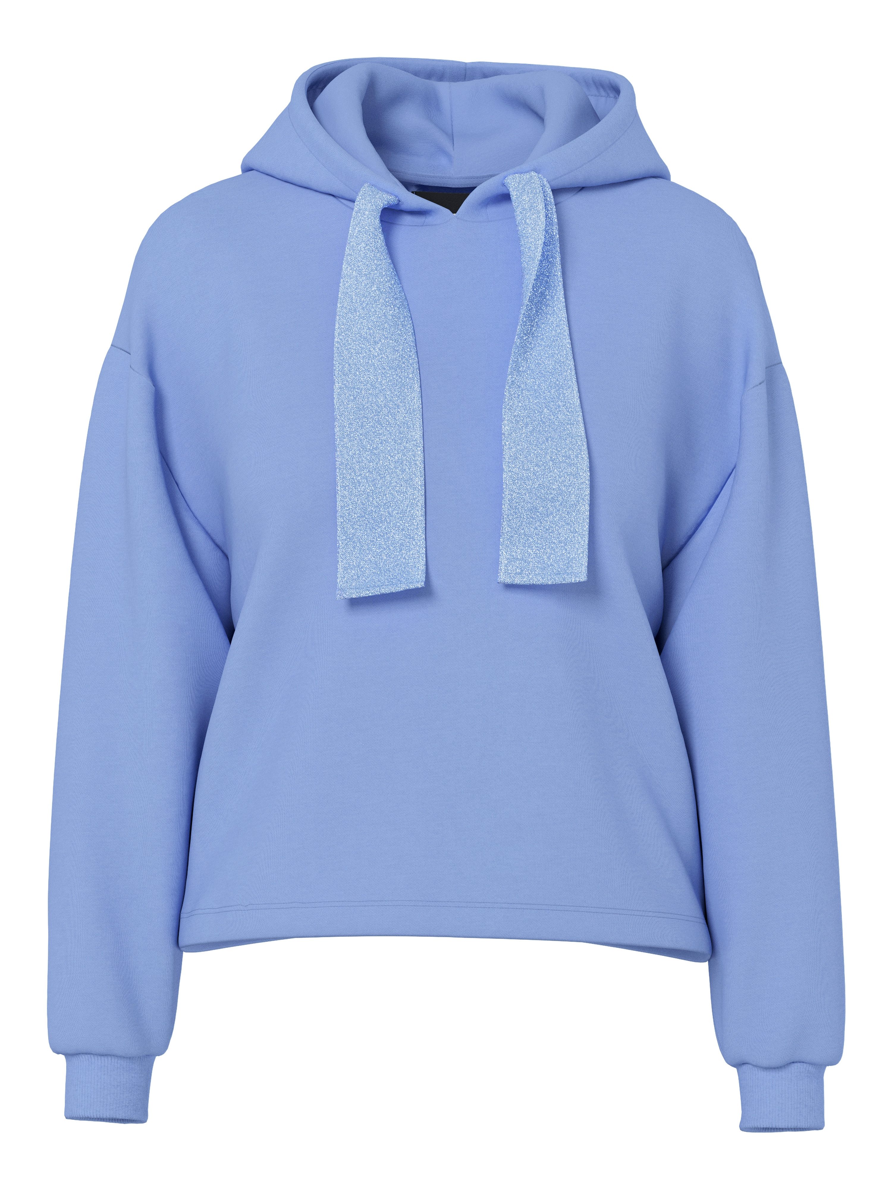 pieces Kapuzensweatshirt PCCHILLI LS GLITTER HOODIE NOOS BC mit Kordelzug in Kontrastfarbe