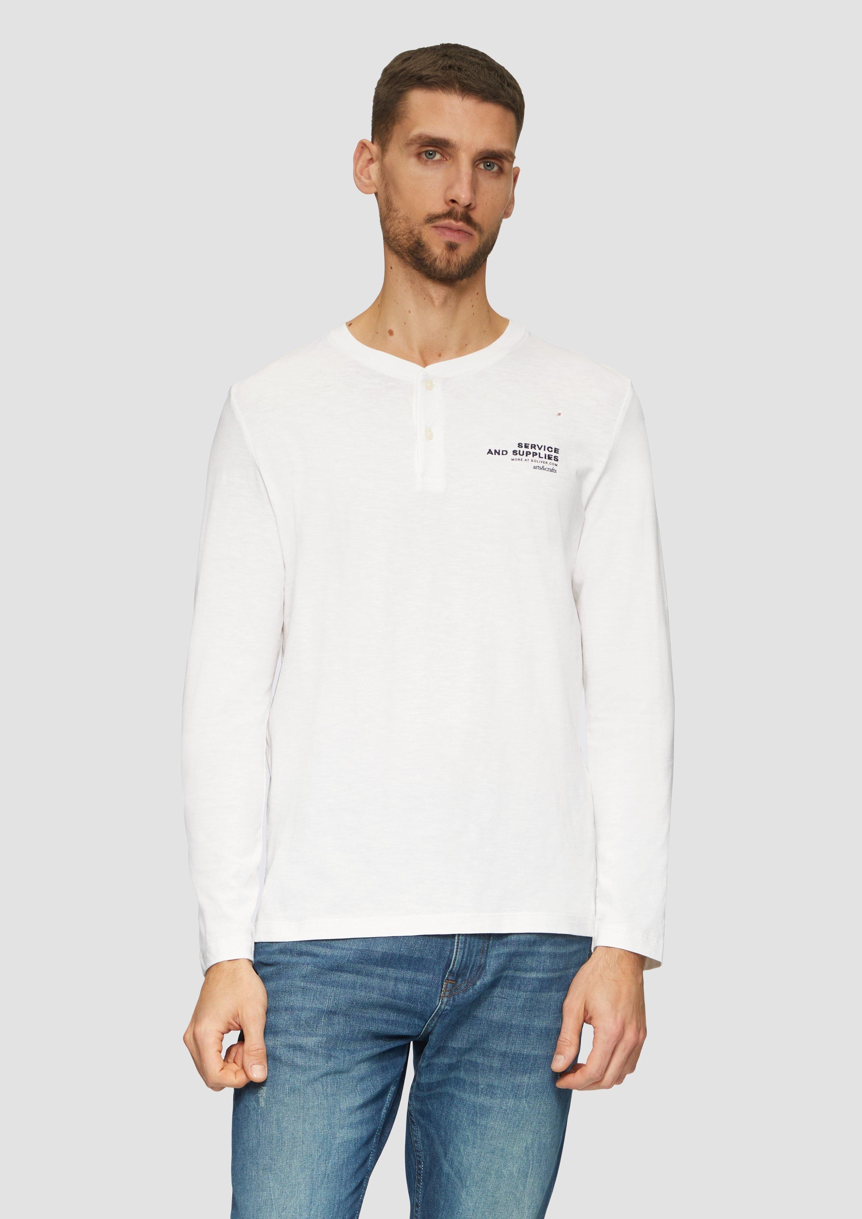 s.Oliver Langarmshirt Henley-Shirt mit Flammgarnstruktur und günstig online kaufen