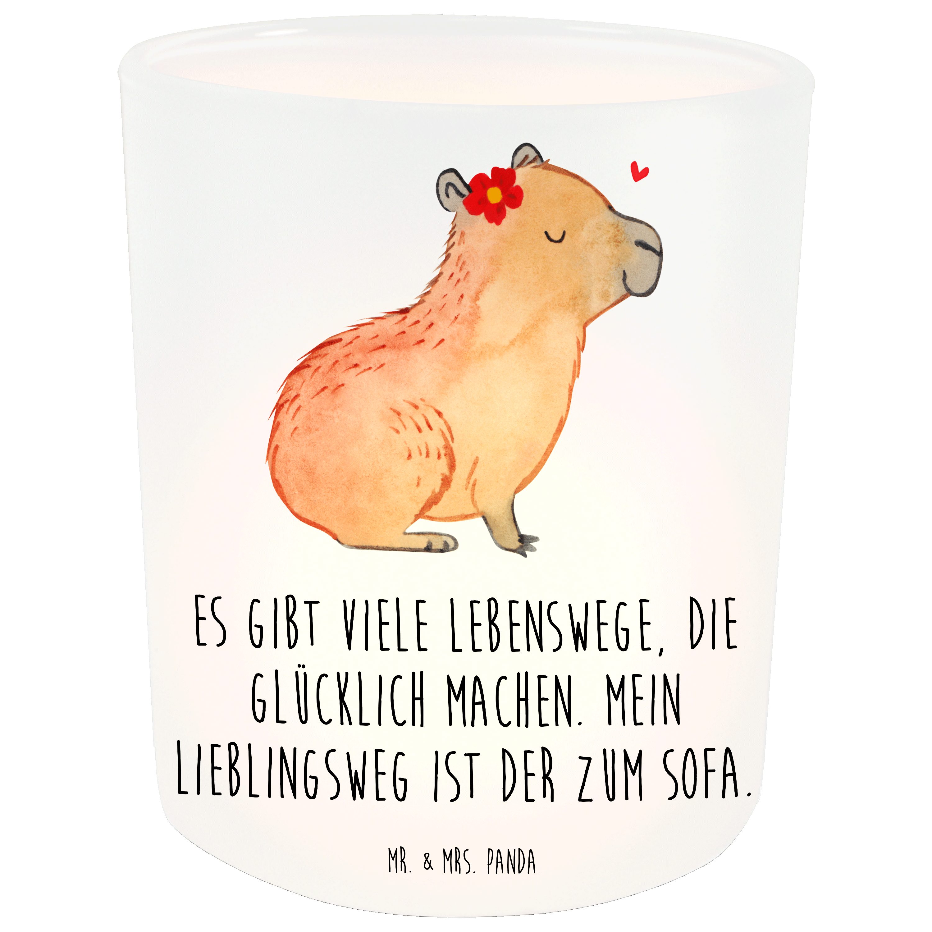 Geschenk, St) Transparent Blume - Mr. Mrs. Teelichthalter, Windlicht Panda Teelichtglas - (1 & Capybara