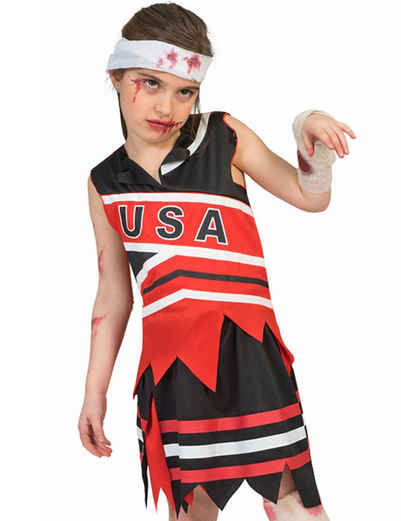 Funny Fashion Kostüm Zombie USA Cheerleader Kostüm für Kinder - Halloween Karneval