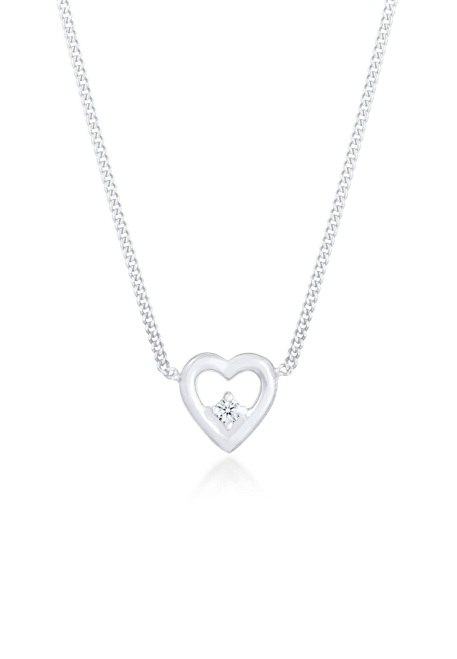 Kette Anhänger Silber, Herz Liebe Elli Herz mit Romantik ct) (0.03 Diamant 925 DIAMONDS