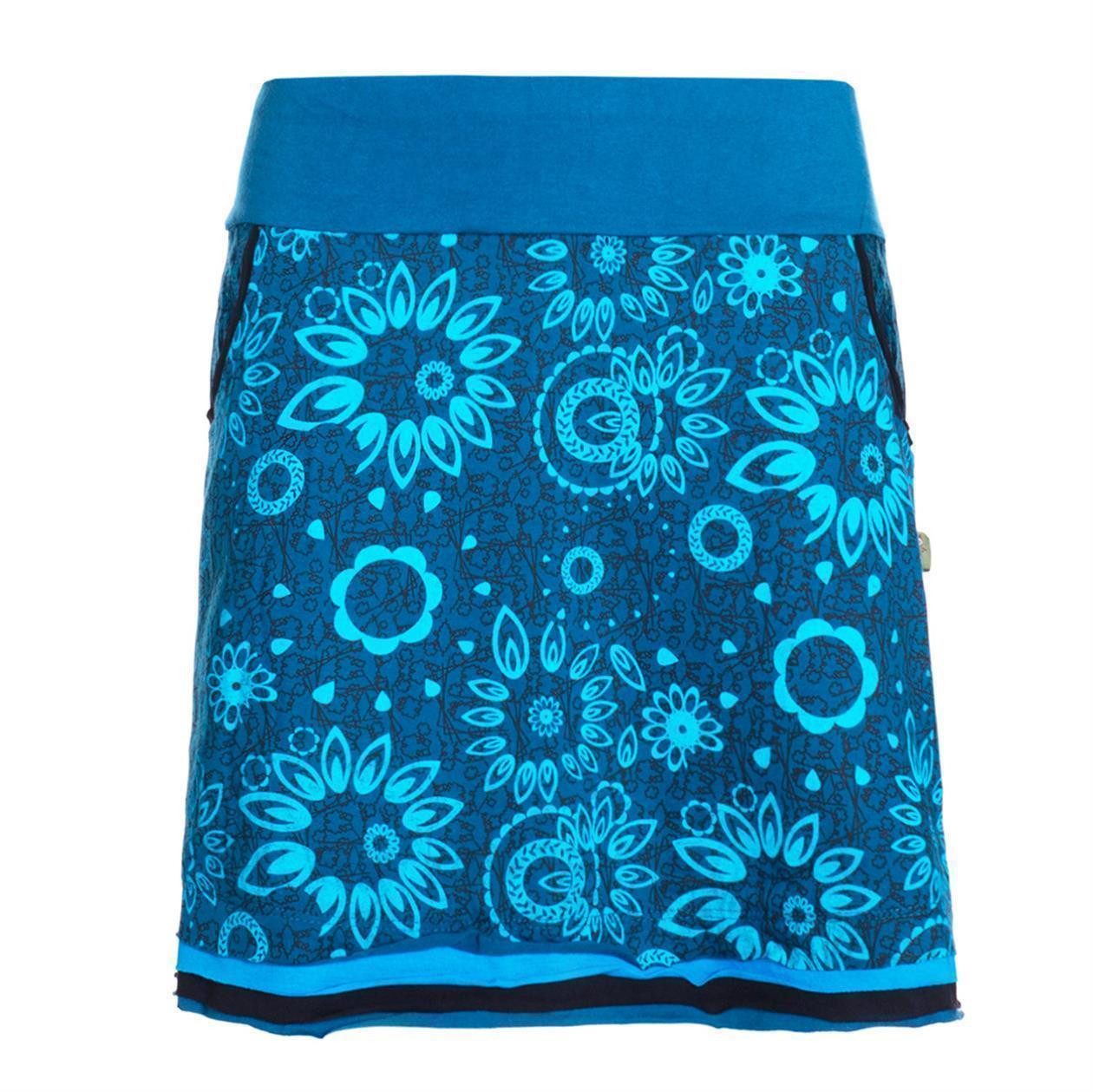 Minirock Damen Rock Baumwolle geometrisches Muster elastischer Bund mit Taschen