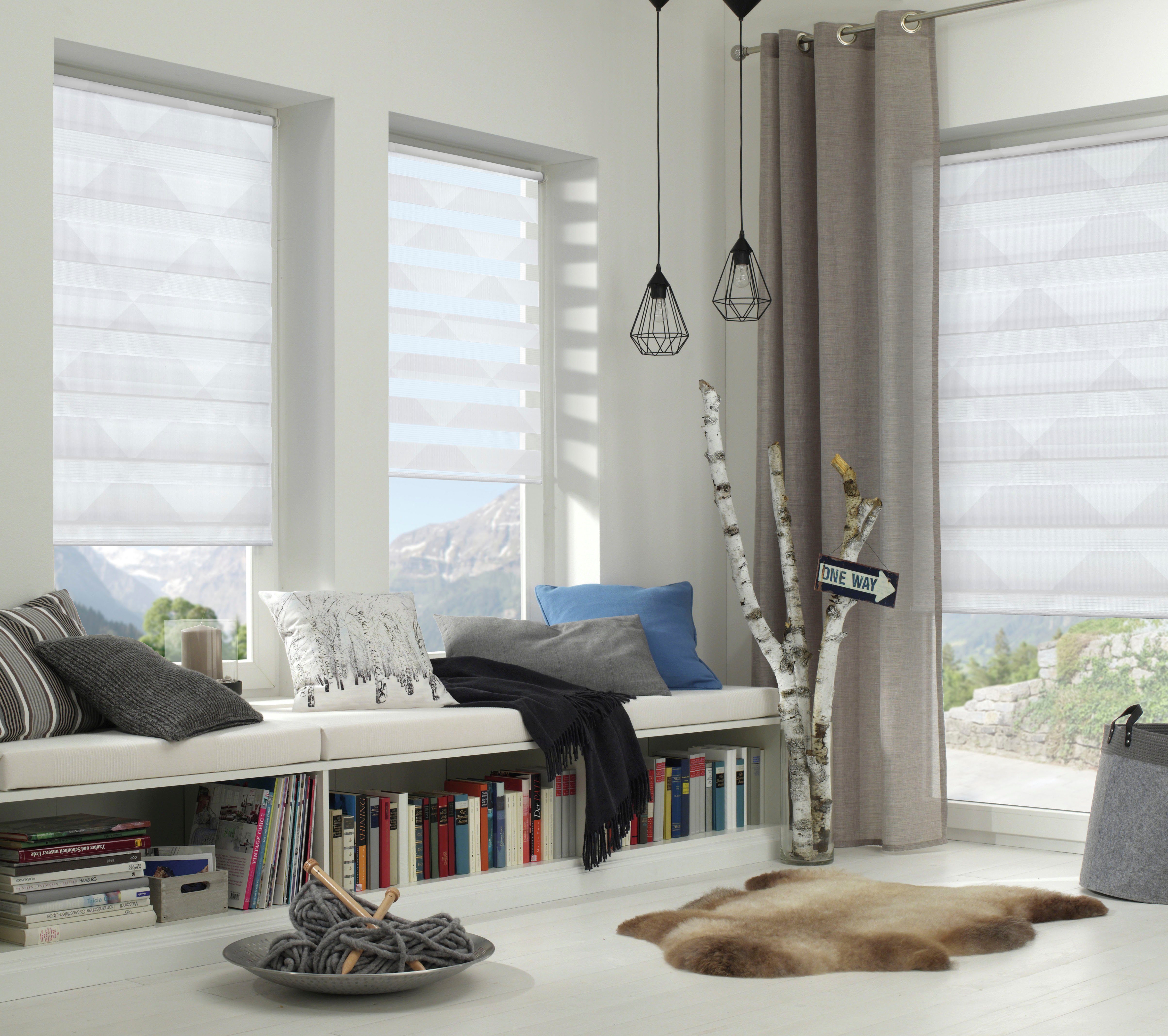 Doppelrollo EASYFIX Duo Rollo Triangle, GARDINIA, Lichtschutz, mit Bohren/ohne Bohren, freihängend, Klemm- oder Schraubmontage, segmentweise gewebter Stoff