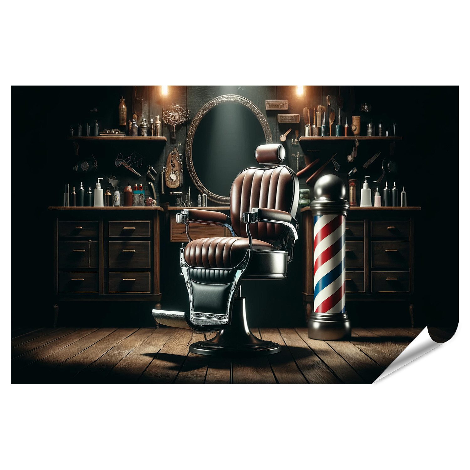 islandburner Poster Klassischer Friseurstuhl in einem nostalgischen Barber Shop Salon