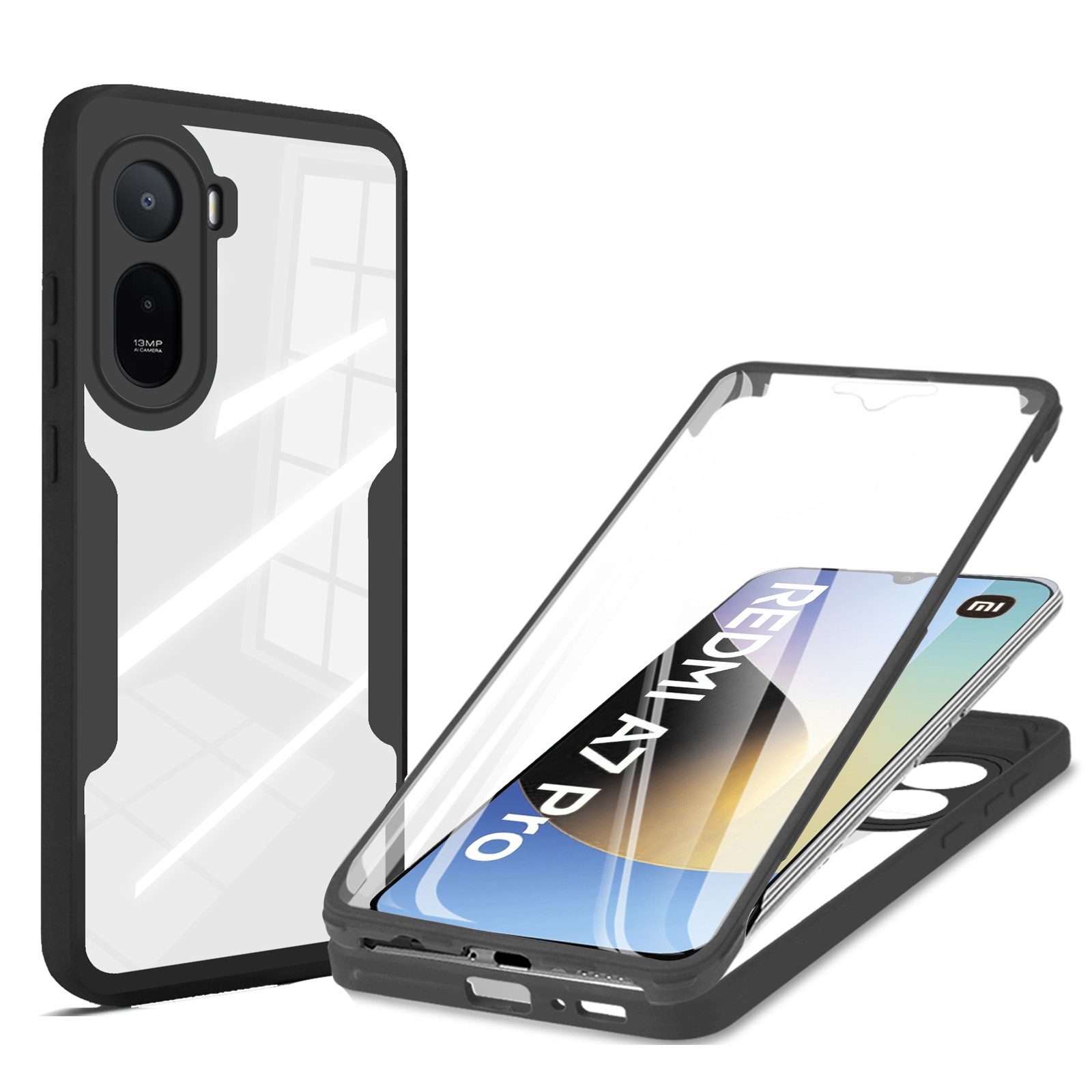 betterfon Handyhülle für Xiaomi Redmi A7 Pro 360° Hülle mit Integriertem Displayschutz, Vollschutz Case mit integriertem Displayschutz und klarer Sicht