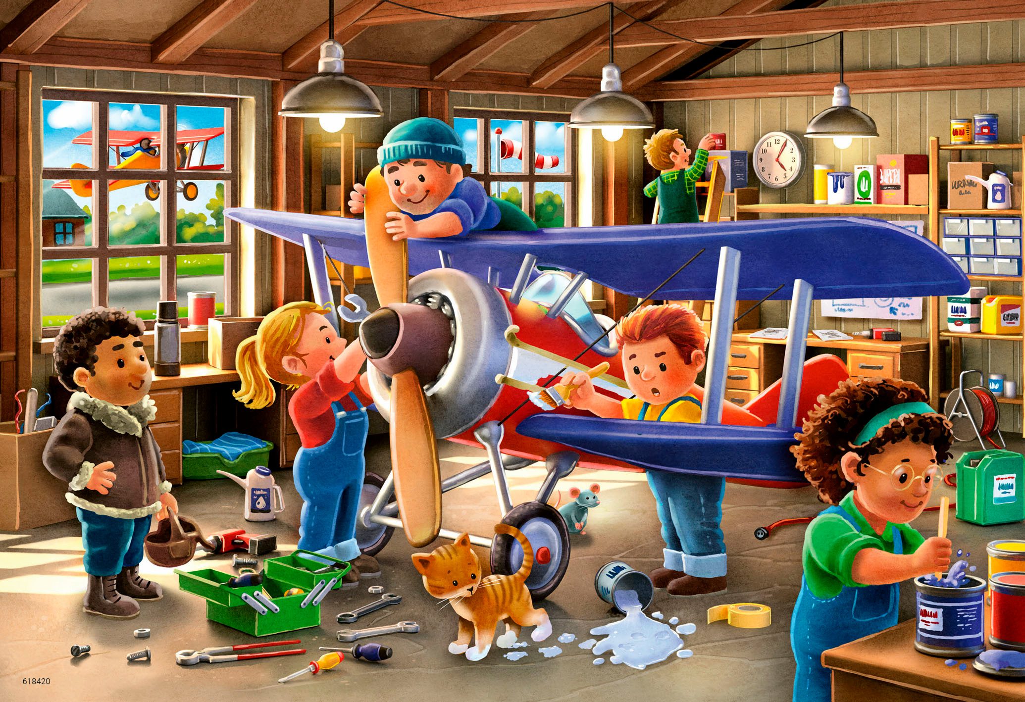 Ravensburger Puzzle Eisenbahn- und Flugzeugservice, 48 Puzzleteile, Made in Europe