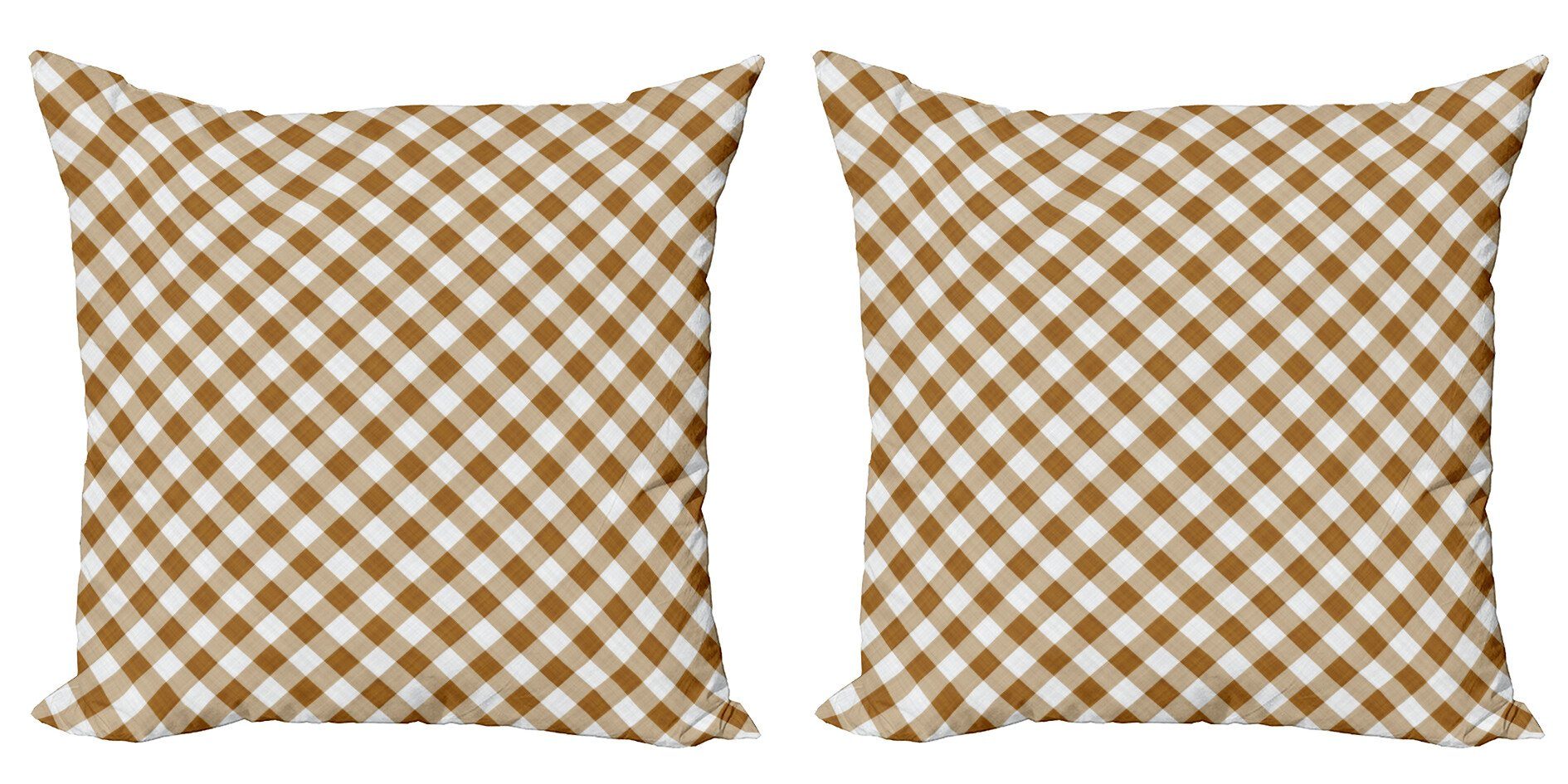 Kissenbezüge Modern Accent Muster Doppelseitiger (2 Braun Cloth Digitaldruck, Geometrische Stück), Abakuhaus