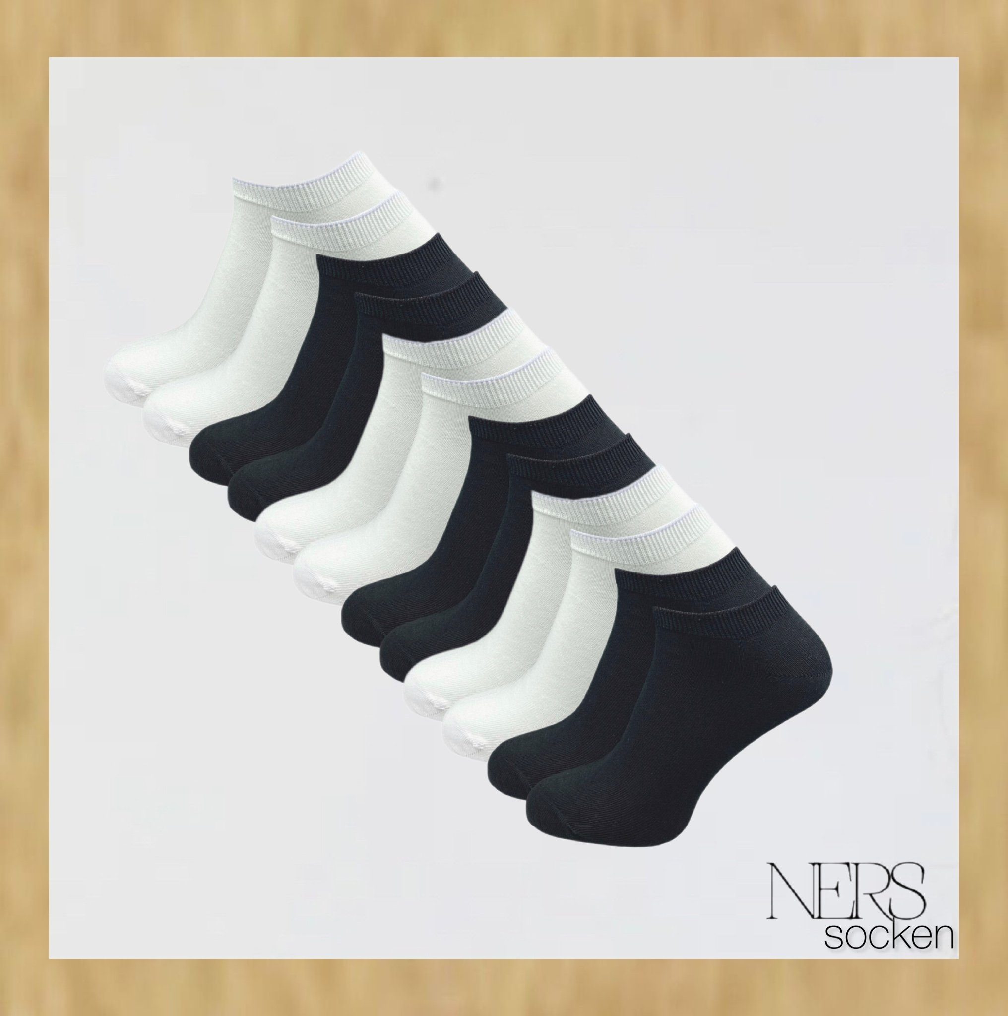 NERS Sneakersocken für Herren Bündchen Baumwolle mit Damen Paar) und Schwarz&Weiß (6-Paar, aus 6