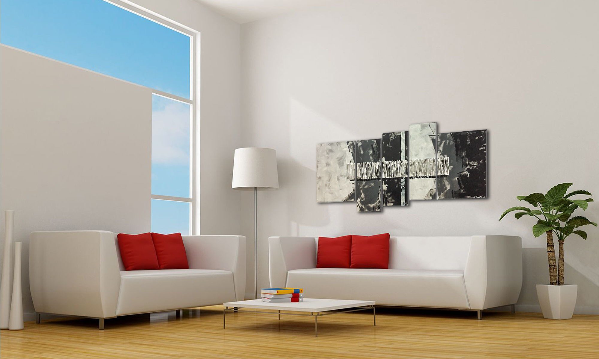 WandbilderXXL Gemälde Shadows And Lights 190 x 80 cm, Abstraktes Gemälde, handgemaltes Unikat