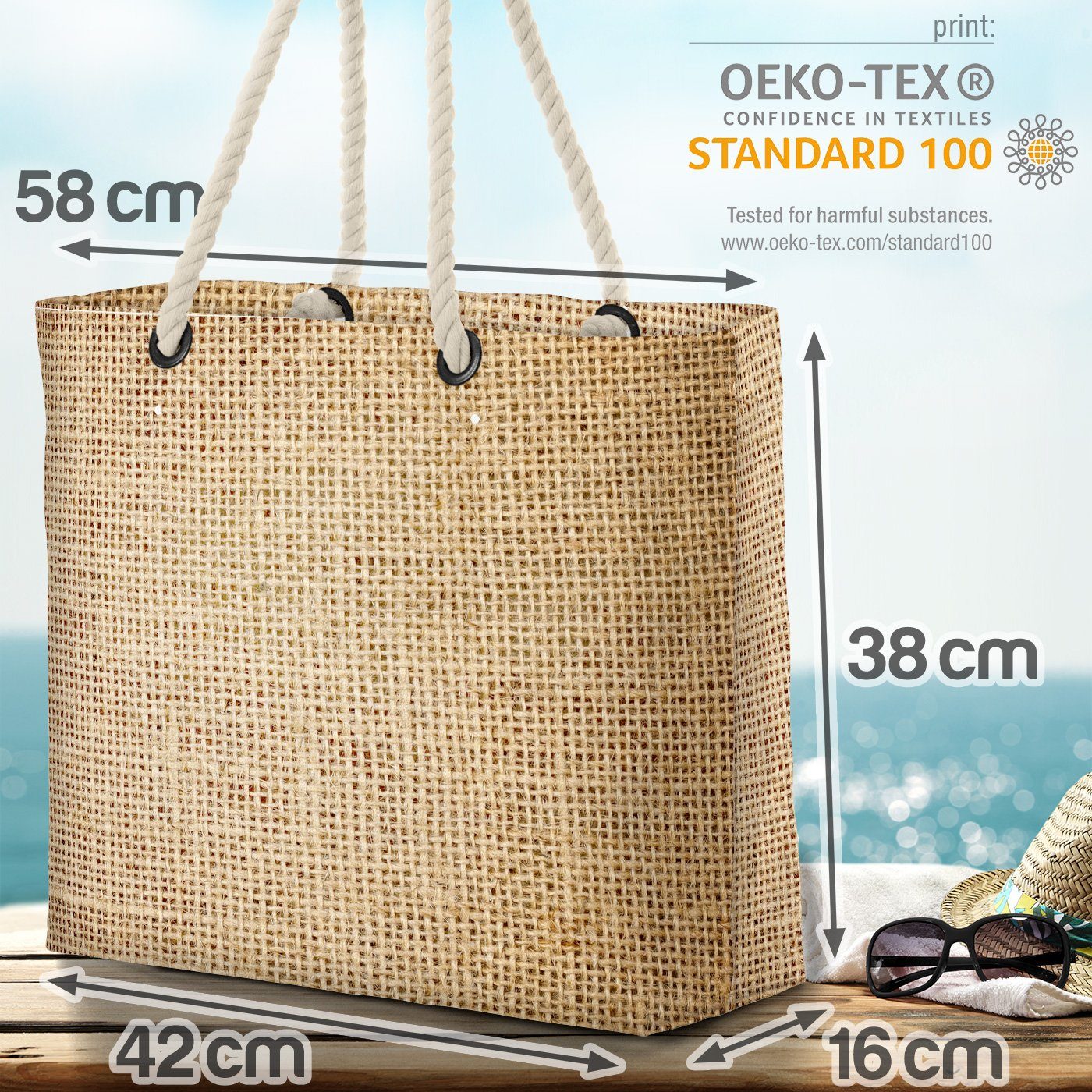 VOID Strandtasche (1-tlg), Leinen Optik Druck Hanf-Optik Canvas-Druck