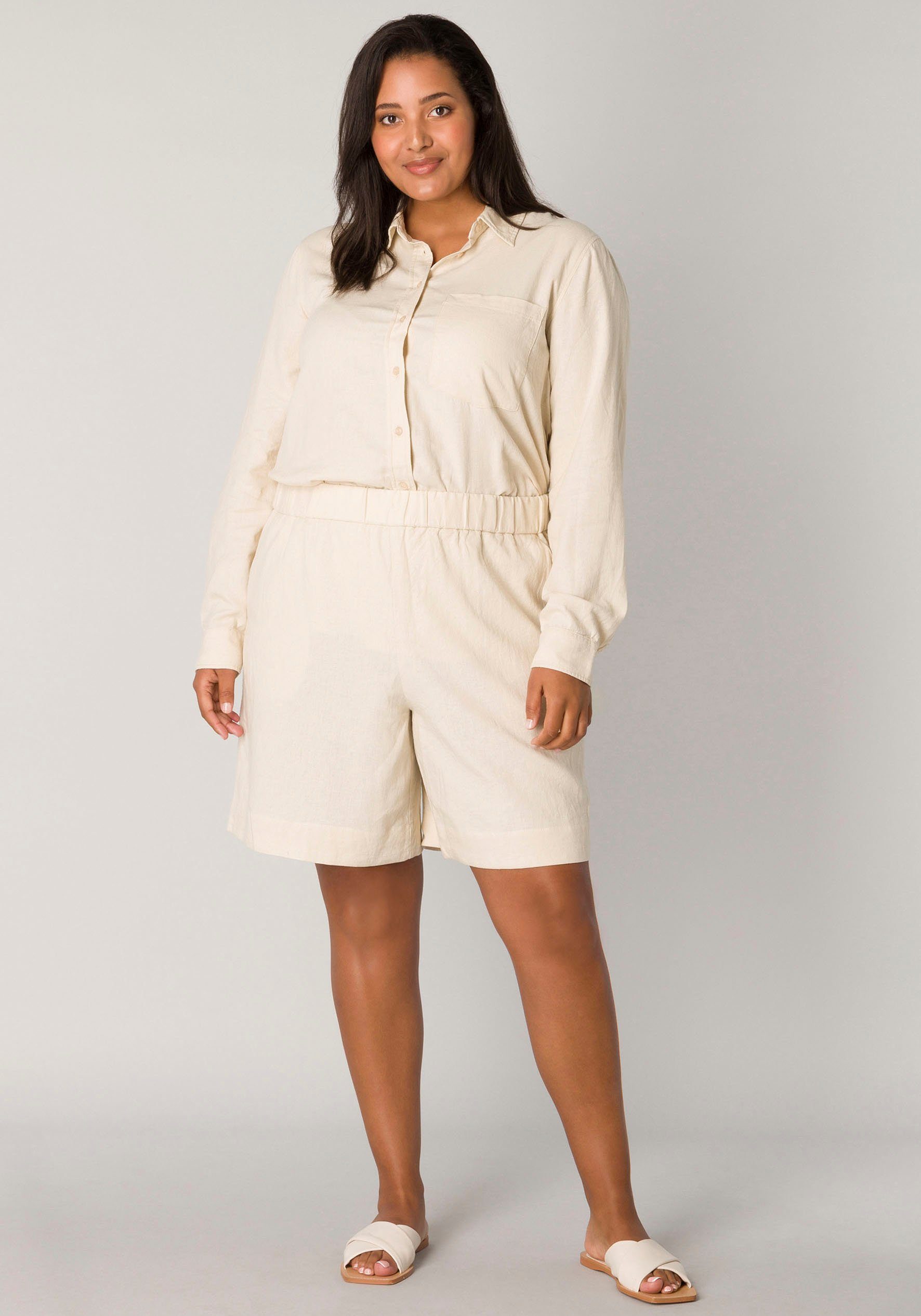 Base Level Curvy Relaxshorts YARDAN Sommerhose aus Leinen und Viskose und mit elastischem Bund
