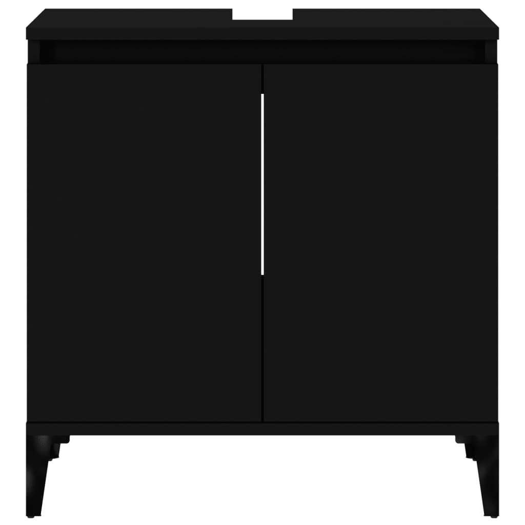 Holzwerkstoff Waschbeckenunterschrank Badezimmerspiegelschrank vidaXL (1-St) Schwarz cm 58x33x60