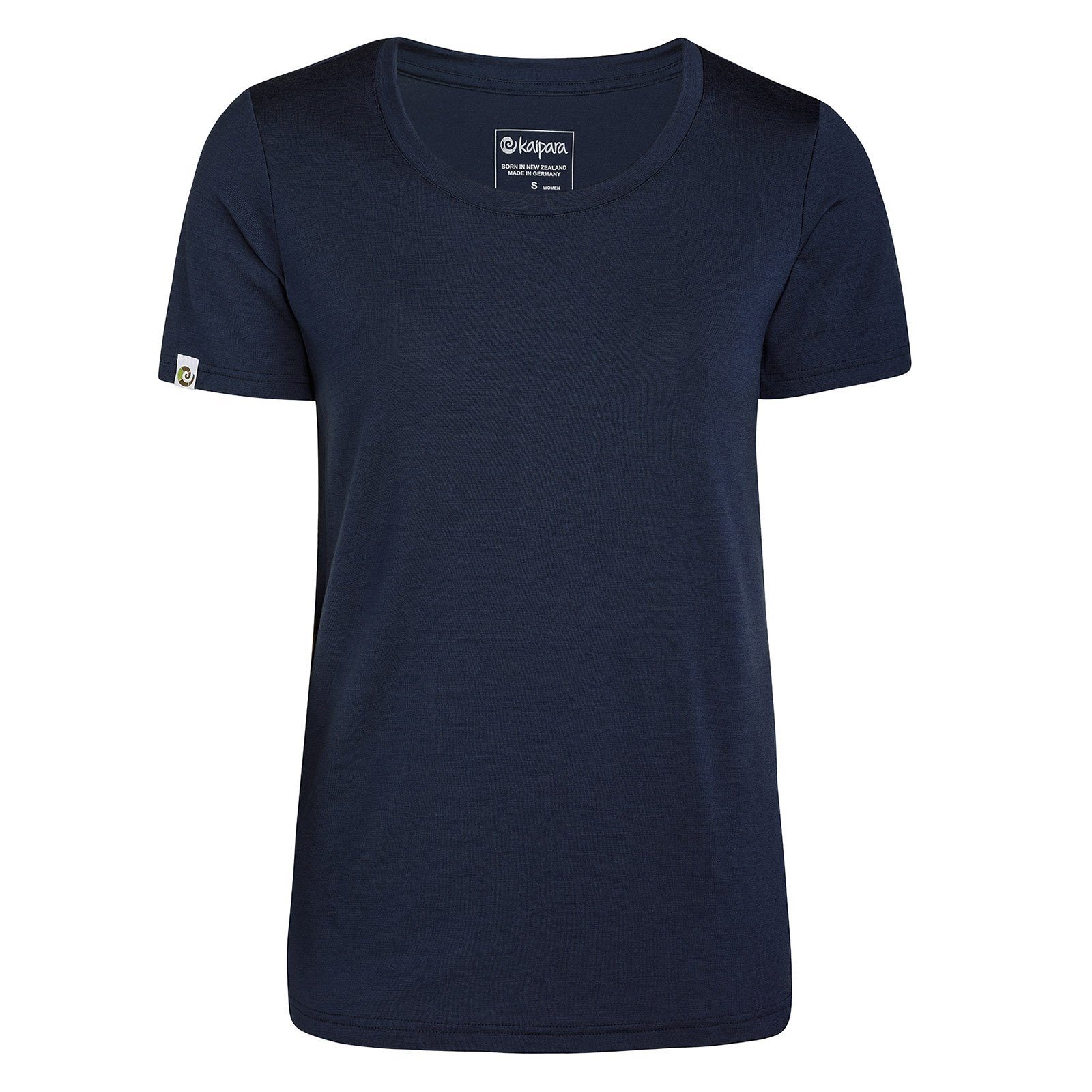 Kaipara - Merino warm Damen-Unterhemd Made aus Merino Unterhemd (1-St) Regularfit 200g reiner Merinowolle Sportswear Blau Kurzarm Germany in