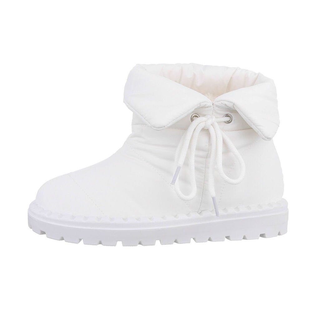 Ital-Design Damen Snowboots Freizeit Snowboots Flach Flache Stiefeletten in Weiß