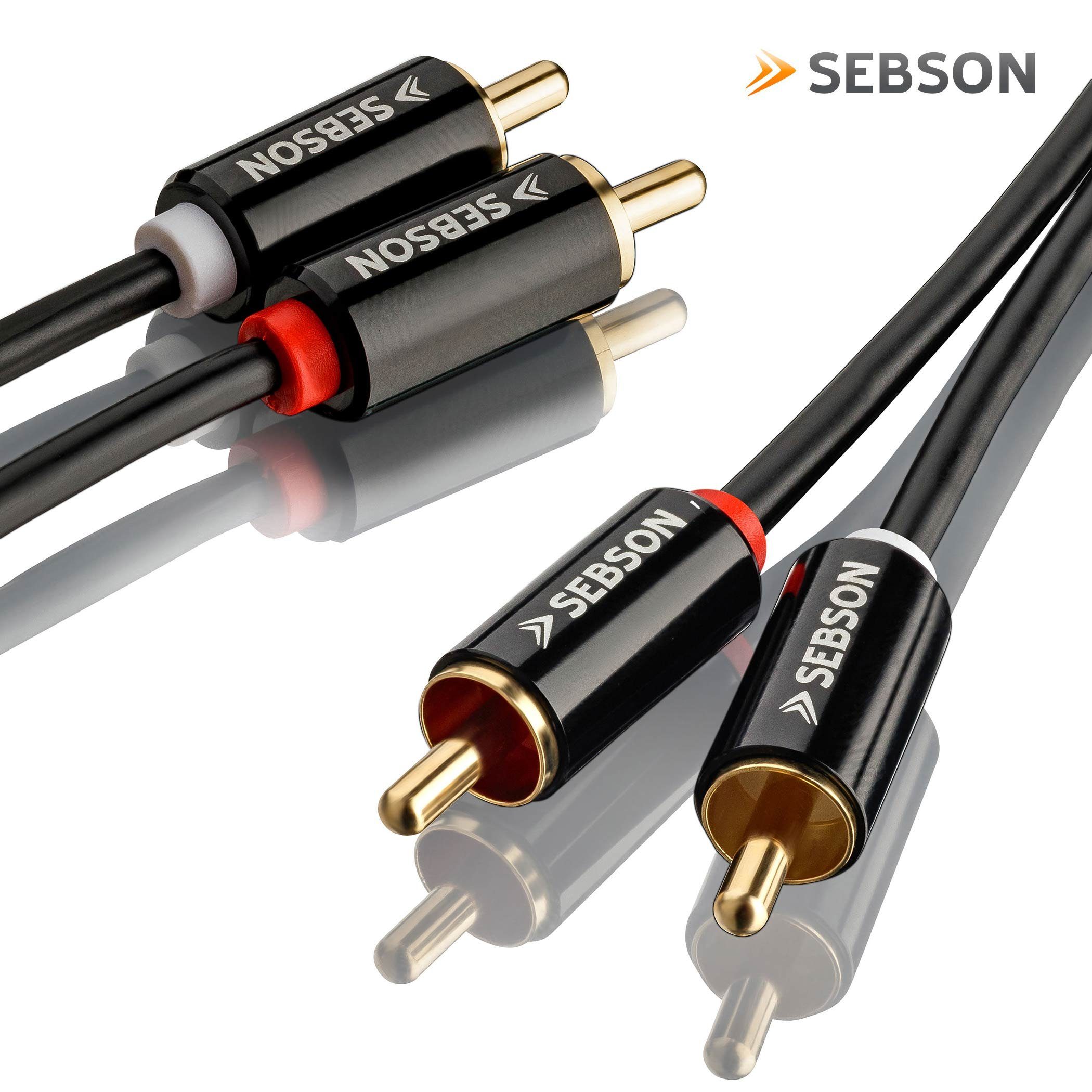 SEBSON »Cinch Kabel 50cm - 2x Chinch zu 2x Cinch Stecker RCA - AUX Audio  Kabel« Optisches-Kabel, (50 cm)