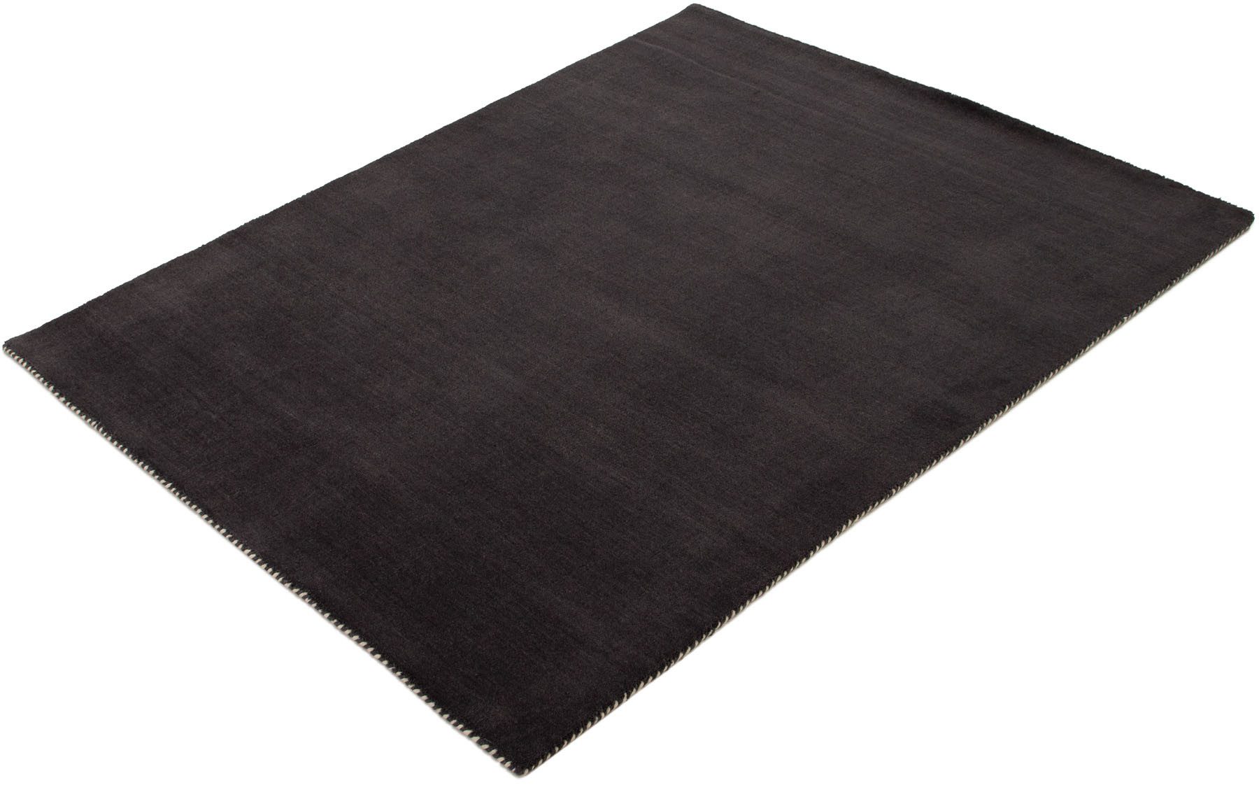 carpetfine Wollteppich Gabbeh Lola Uni, rechteckig, Höhe: 14 mm, mit natürlichem Pflanzenmaterial von Hand gewebt, auch in Rund