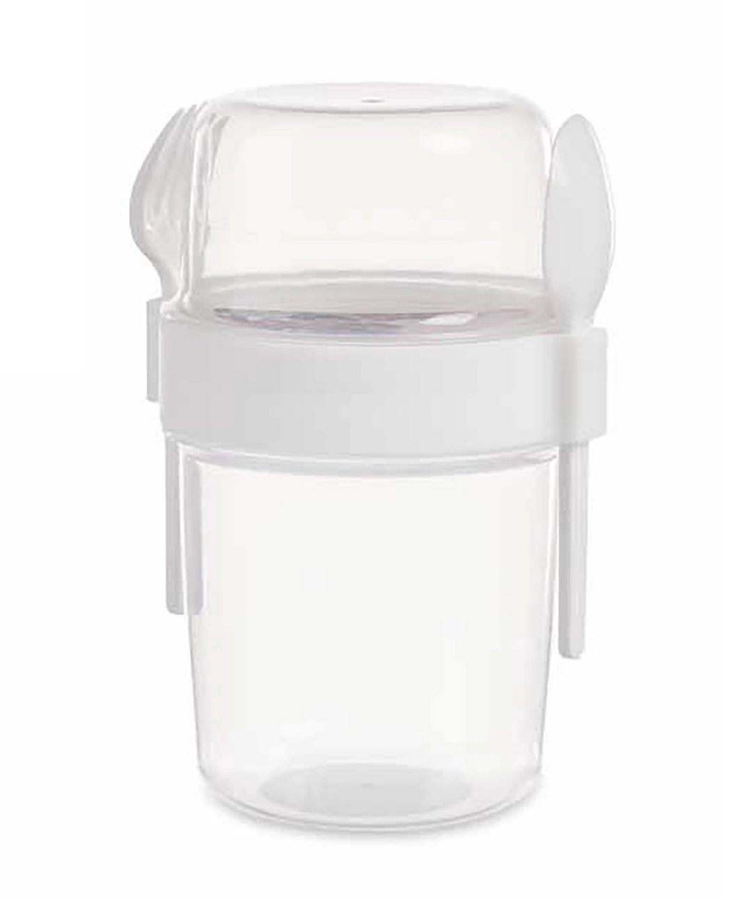 Arte Regal Müslibox MÜSLIBECHER 650ml mit Löffel Deckel Gabel Müsli to go 78 (Weiss), Müslischale Joghurtbecher Joghurt Obst Becher