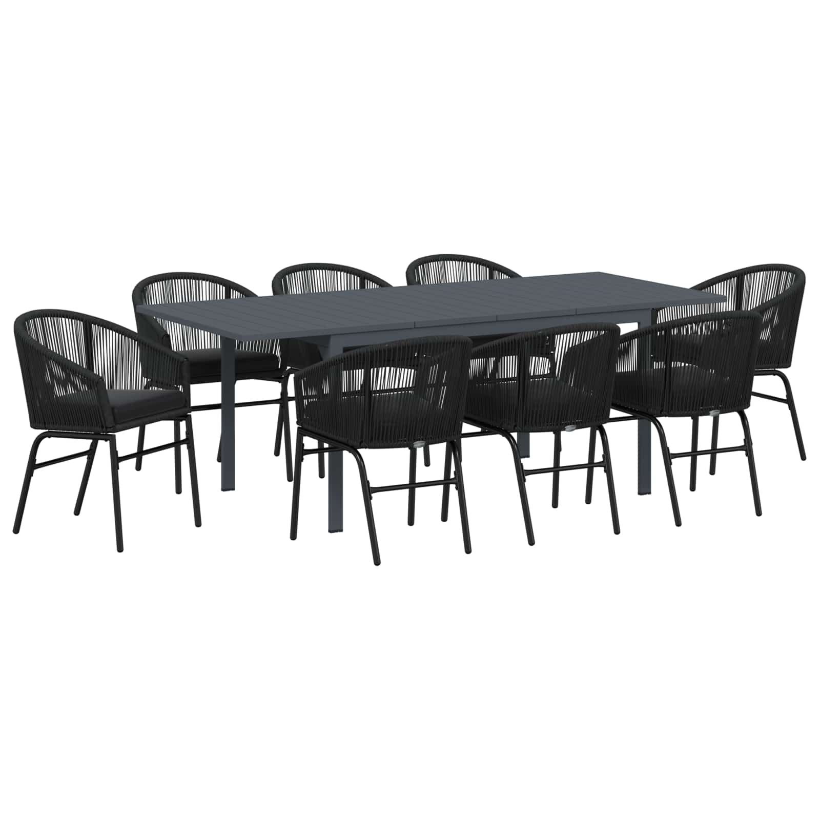 vidaXL Gartenlounge-Set Garten Essgruppe 9 Stk. Schwarz Poly-Rattan, (9-tlg)