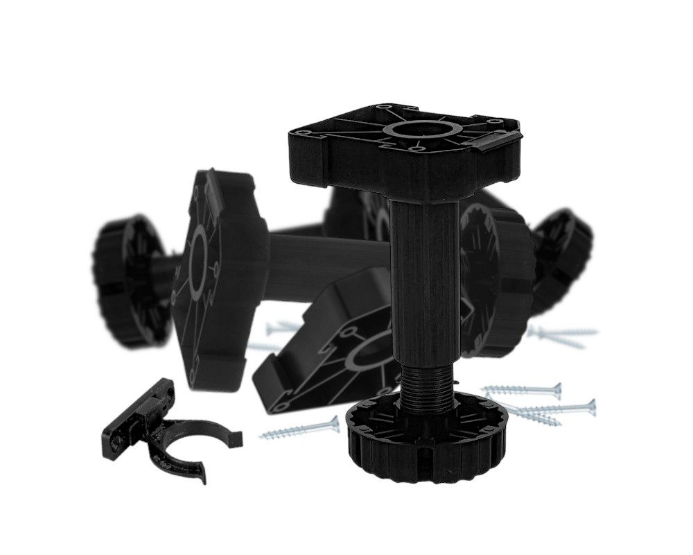 kuechenkonsum Sockelerhöhung Möbelfuß 100 mm höhenverstellbar 90-118 mm Kunststoff schwarz 40x