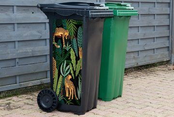 MuchoWow Wandsticker Dschungel - Panther - Muster - Jungen - Mädchen - Pflanzen (1 St), Mülleimer-aufkleber, Mülltonne, Sticker, Container, Abfalbehälter