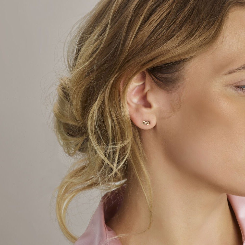 NICEANDnoble Paar Ohrstecker 585er Gelbgold Ohrstecker Infinity mit Zirkoni günstig online kaufen