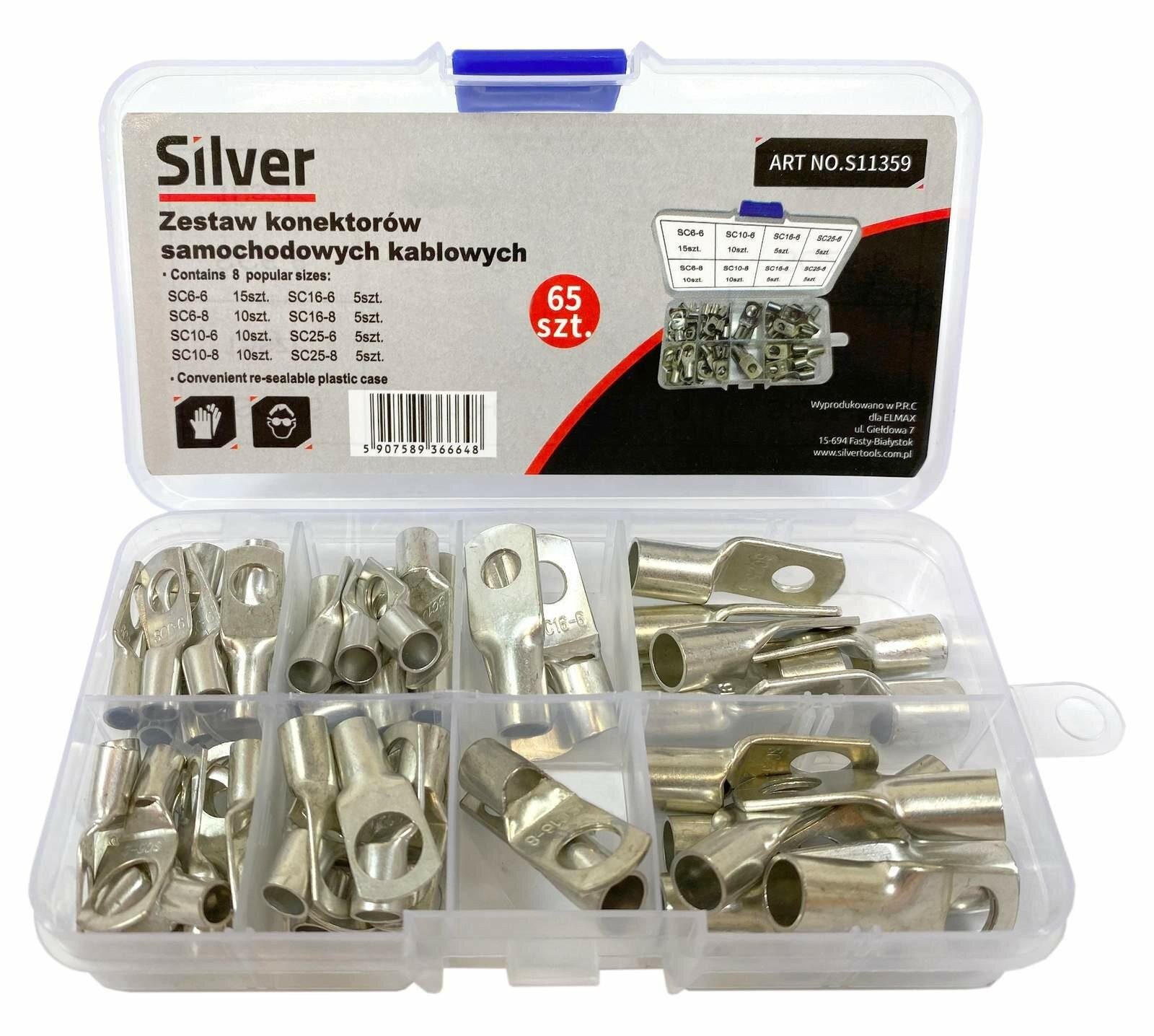 Silver Kabelverbinder-Sortiment SILBERNE ÖSENVERBINDER 65tlg.