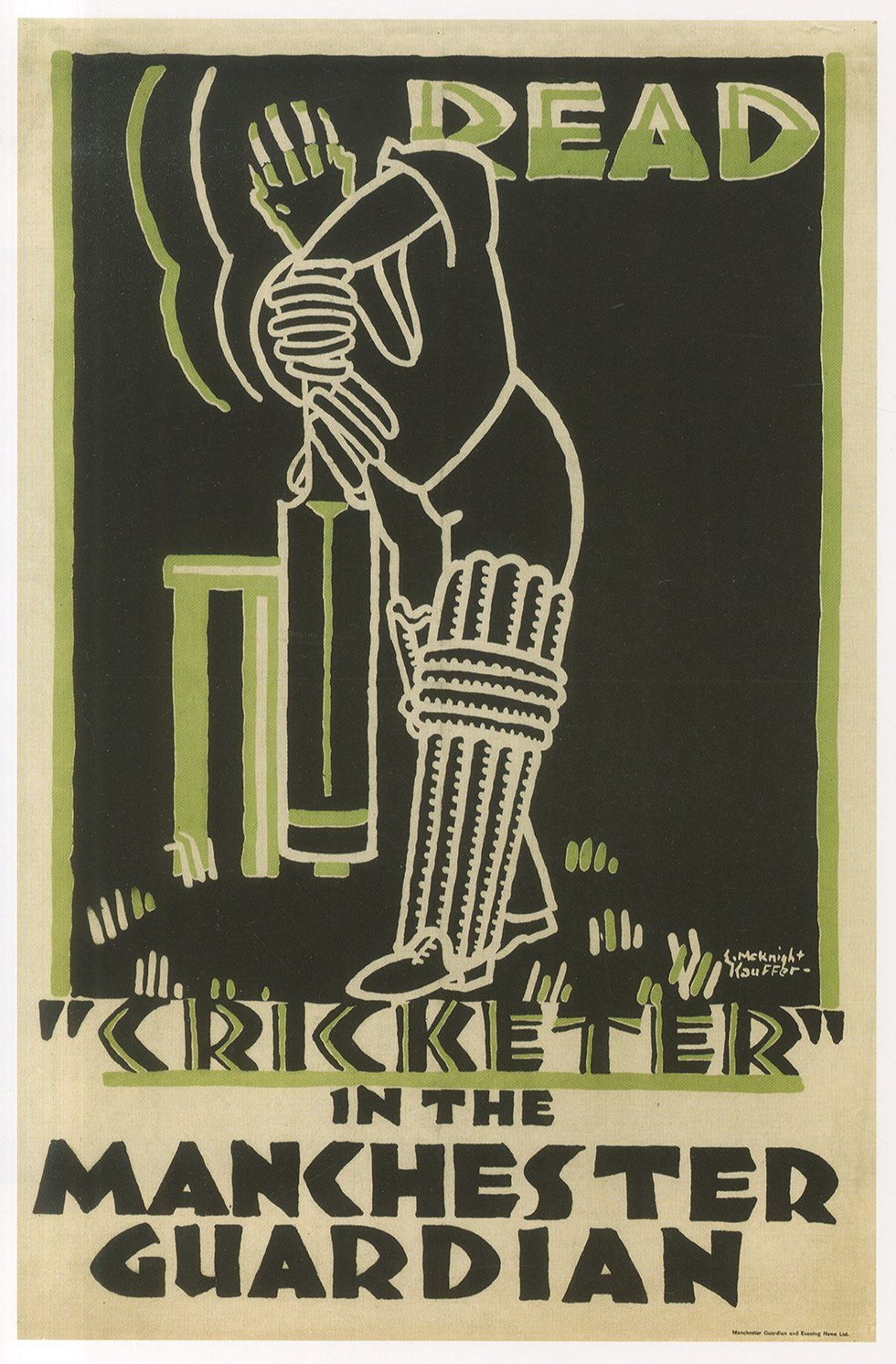 BillerAntik Kunstdruck Read Cricketer in the Manchester Guardian 1923 Kauffer Kunstdruck Werb, (1 St)