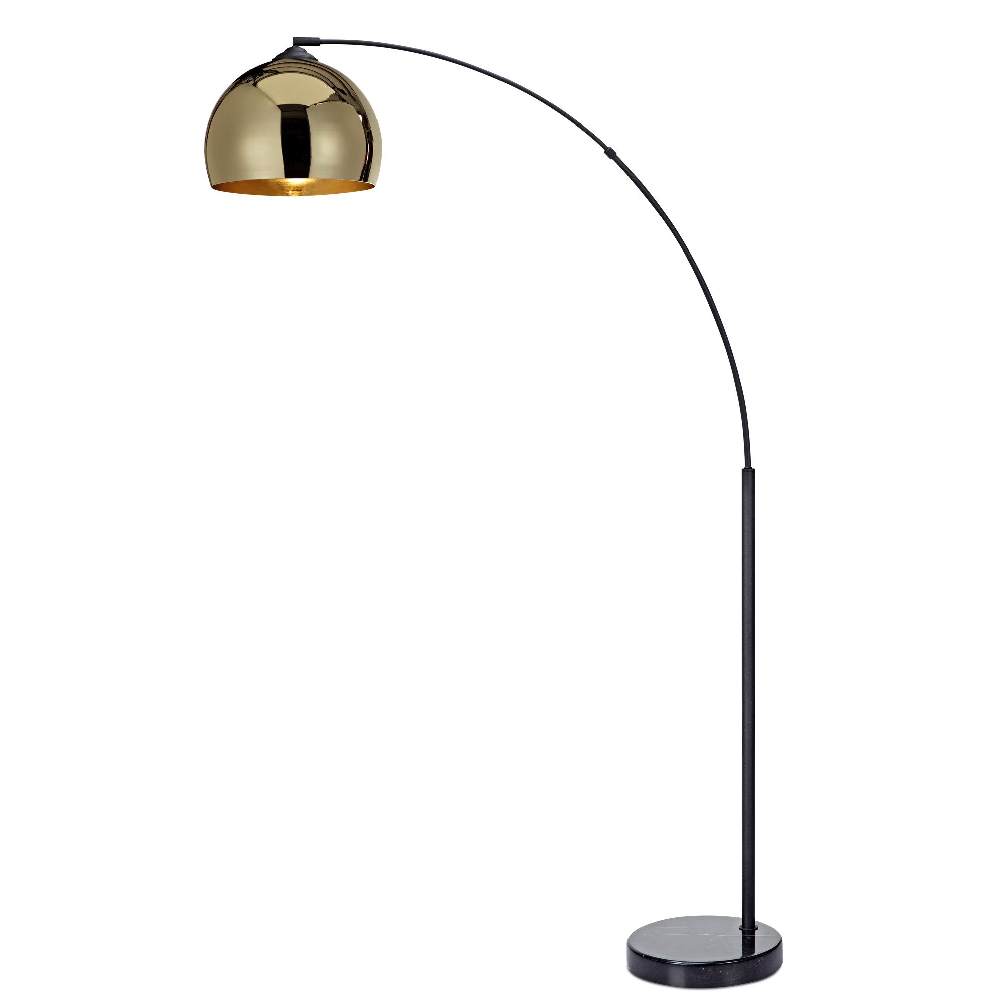 Teamson Home Bogenlampe Gebogene Stehlampe aus Metall mit Glockenschirm gold