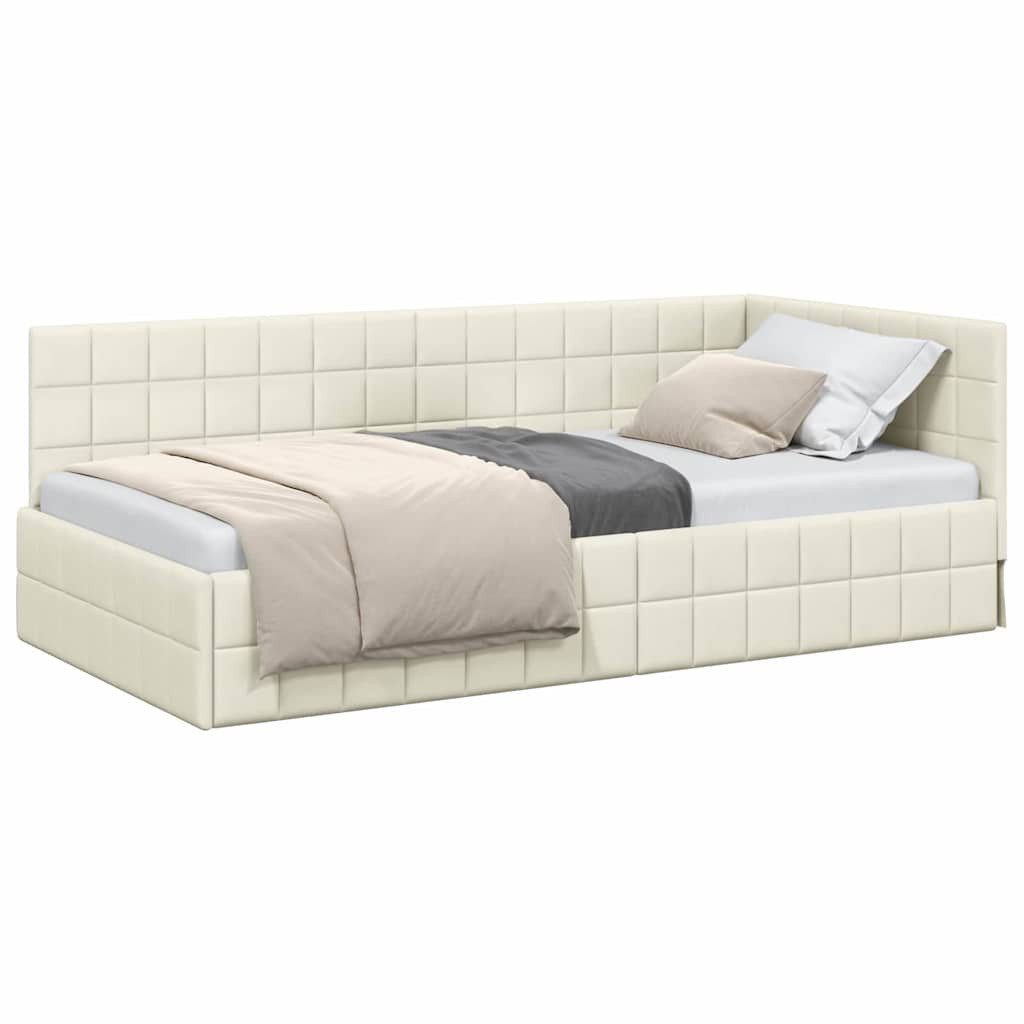 vidaXL Bett Eckbettgestell mit Kopfteil Creme günstig online kaufen