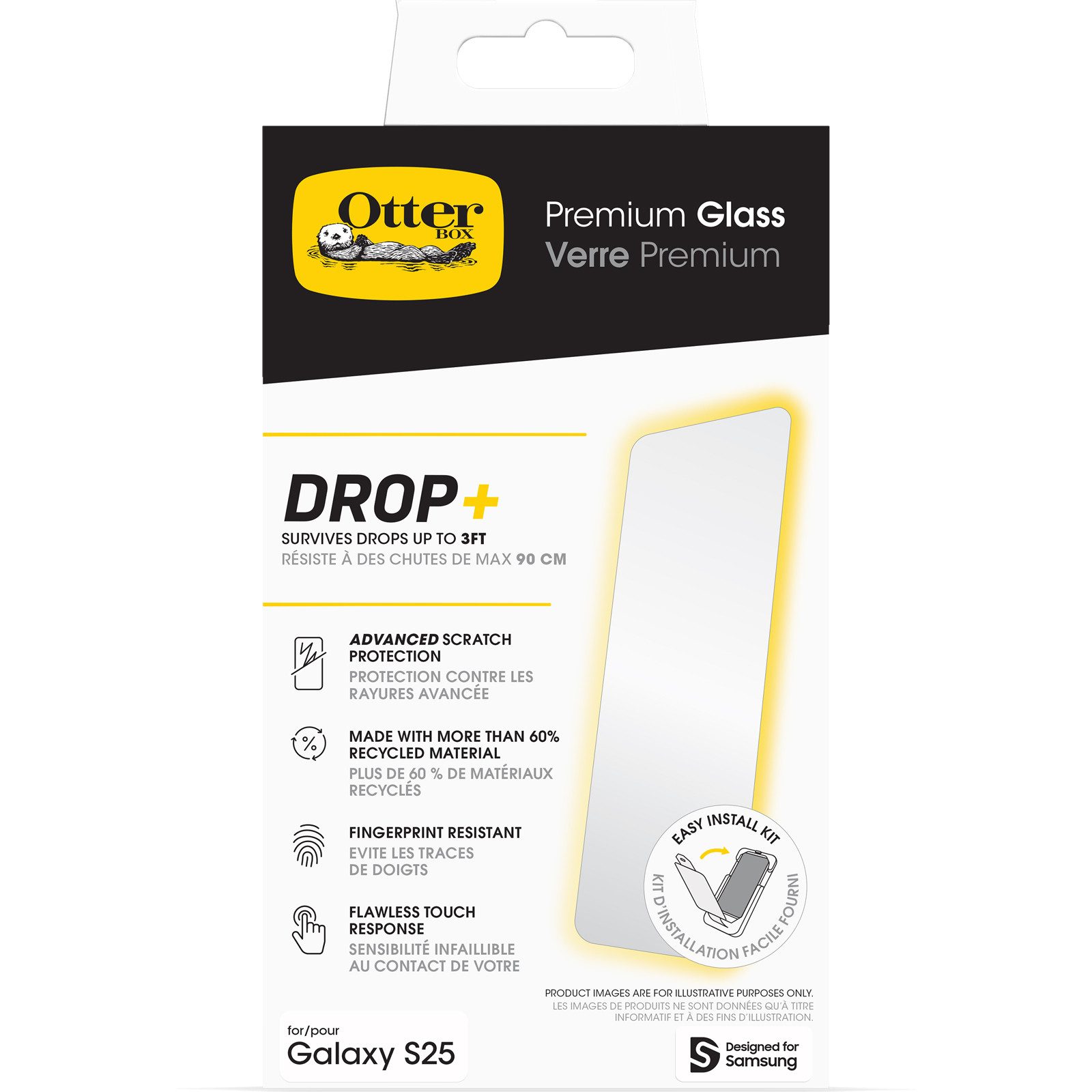 Otterbox Displayschutzglas Premium Glass für Samsung Galaxy S25, Displayschutzfolie, Schutzfolie, Bildschirmschutz, kratz- & stoßfest