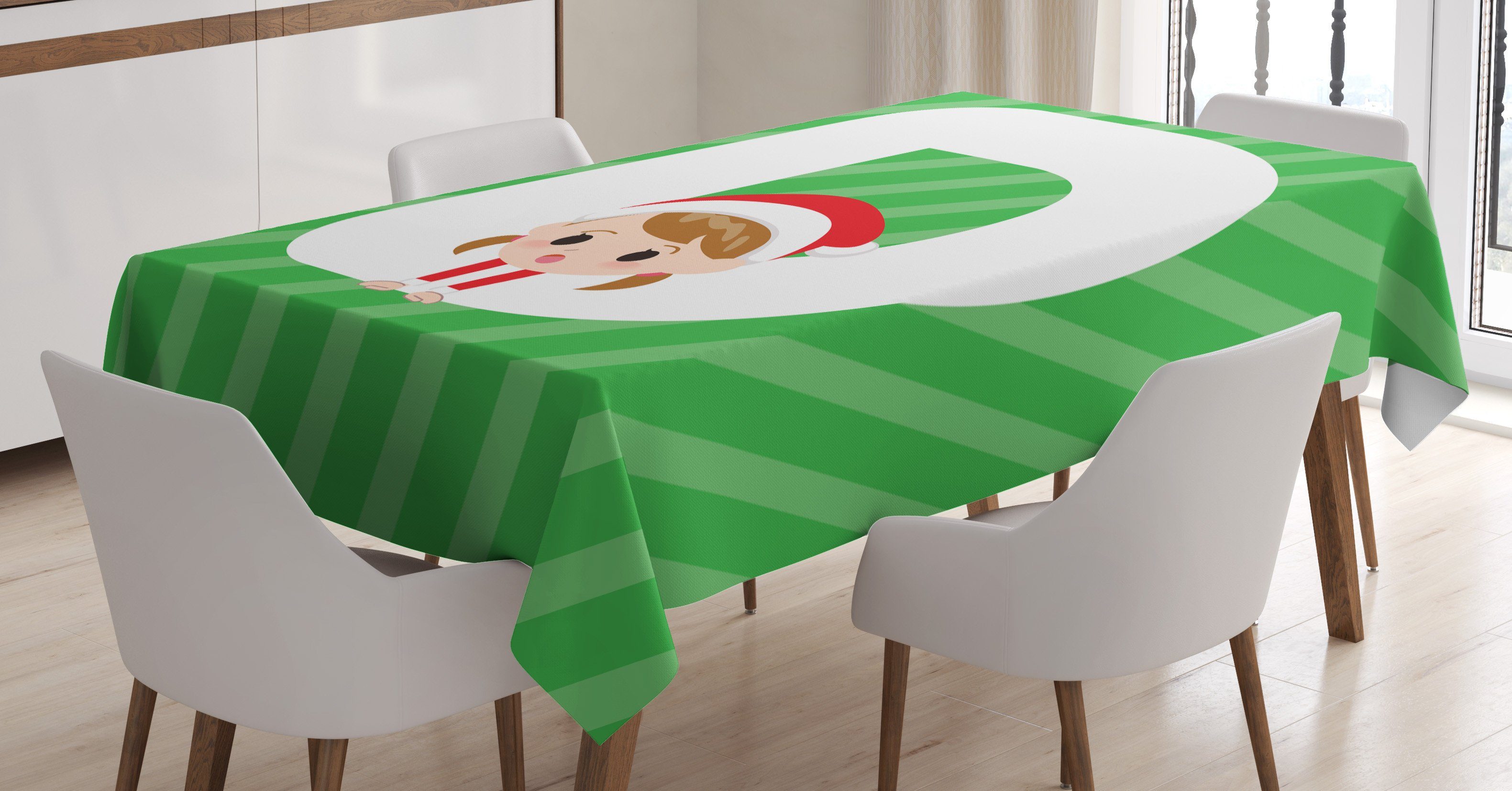 Abakuhaus Tischdecke Farbfest Waschbar Für den Außen Bereich geeignet Klare Farben, Weihnachtsalphabet Santa Hanging | Tischdecken