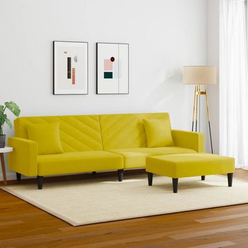 vidaXL Sofa 2-tlg. Sofagarnitur mit Kissen Gelb Samt