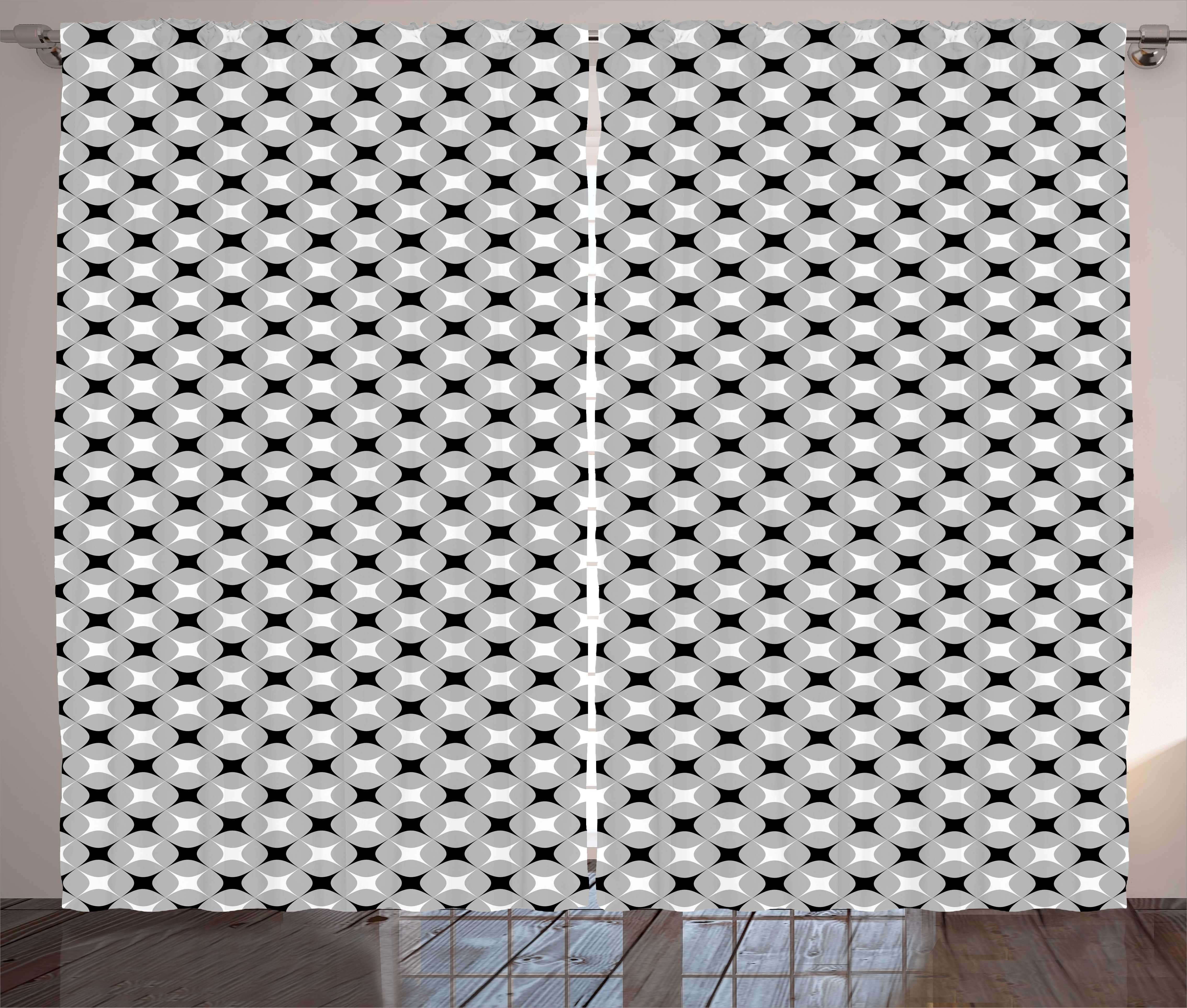 Gardine Schlafzimmer Kräuselband Vorhang mit Schlaufen und Haken, Abakuhaus, Geometrisch Abstrakte Formen Muster