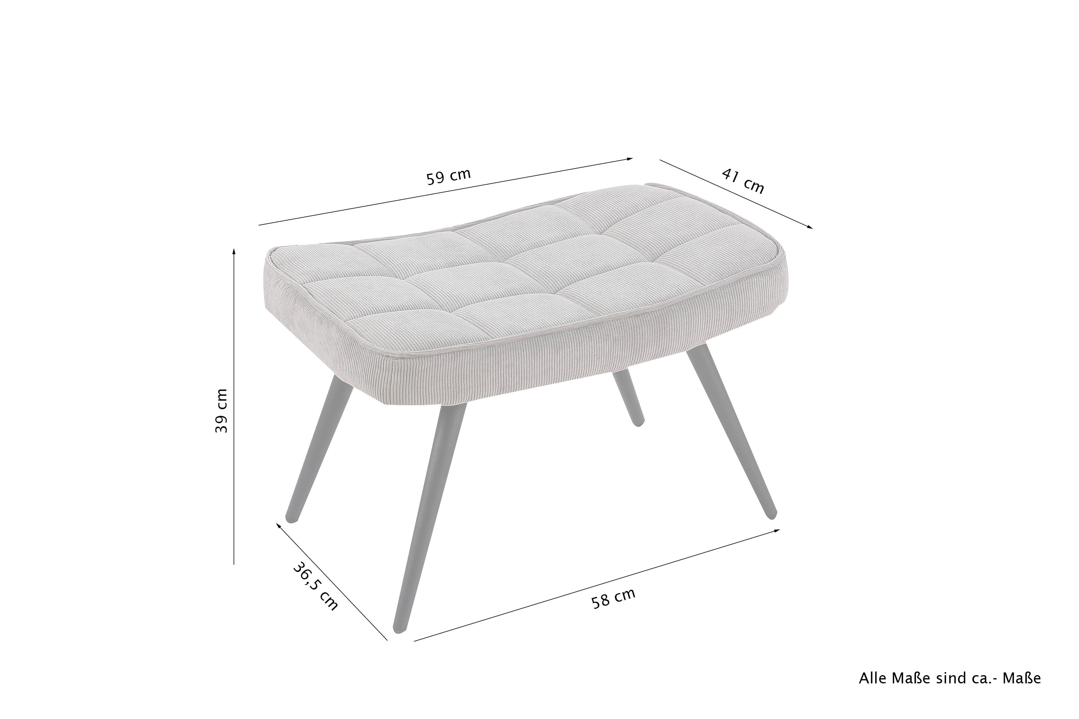 byLIVING Sessel Uta (1-St), wahlweise in Webstoff Cord, grau mit Hocker, oder grau oder | Samt ohne