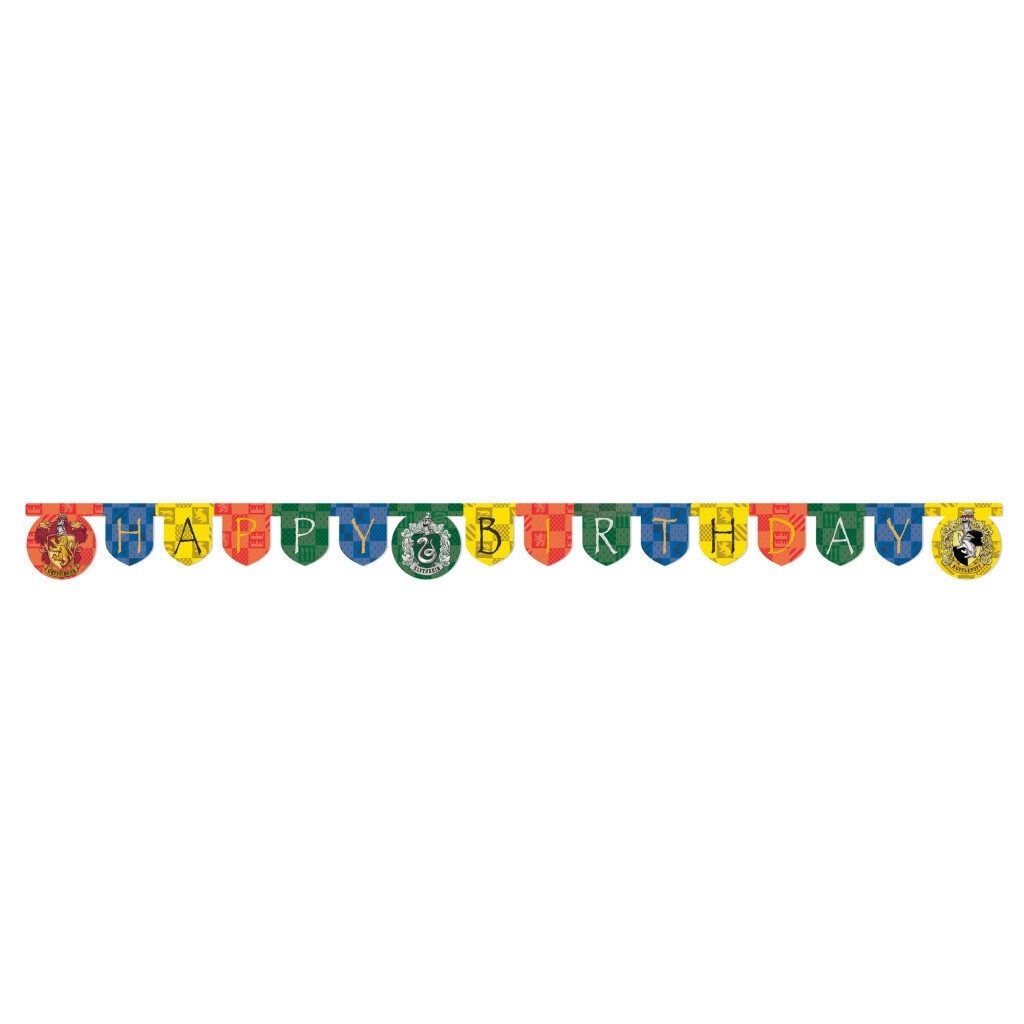 Procos Papierdekoration Harry Potter Hogwarts Houses Happy Birthday Schild FSC 2 m