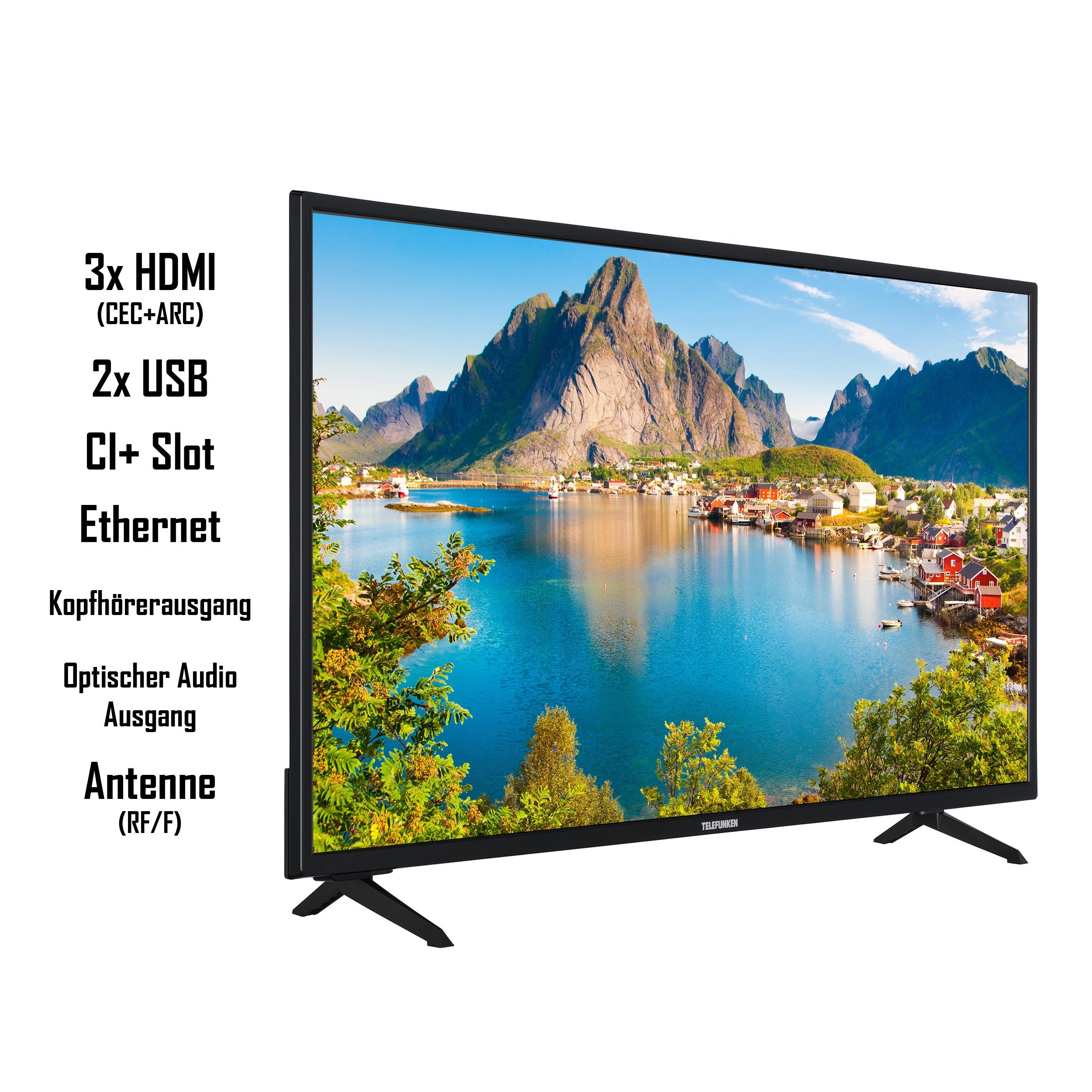 Telefunken XU43SN550S LCD-LED Fernseher (108 Dolby Ultra HD, Zoll, Monate 6 4K Triple-Tuner, HD+ inkl) HDR, TV, Smart Atmos, cm/43