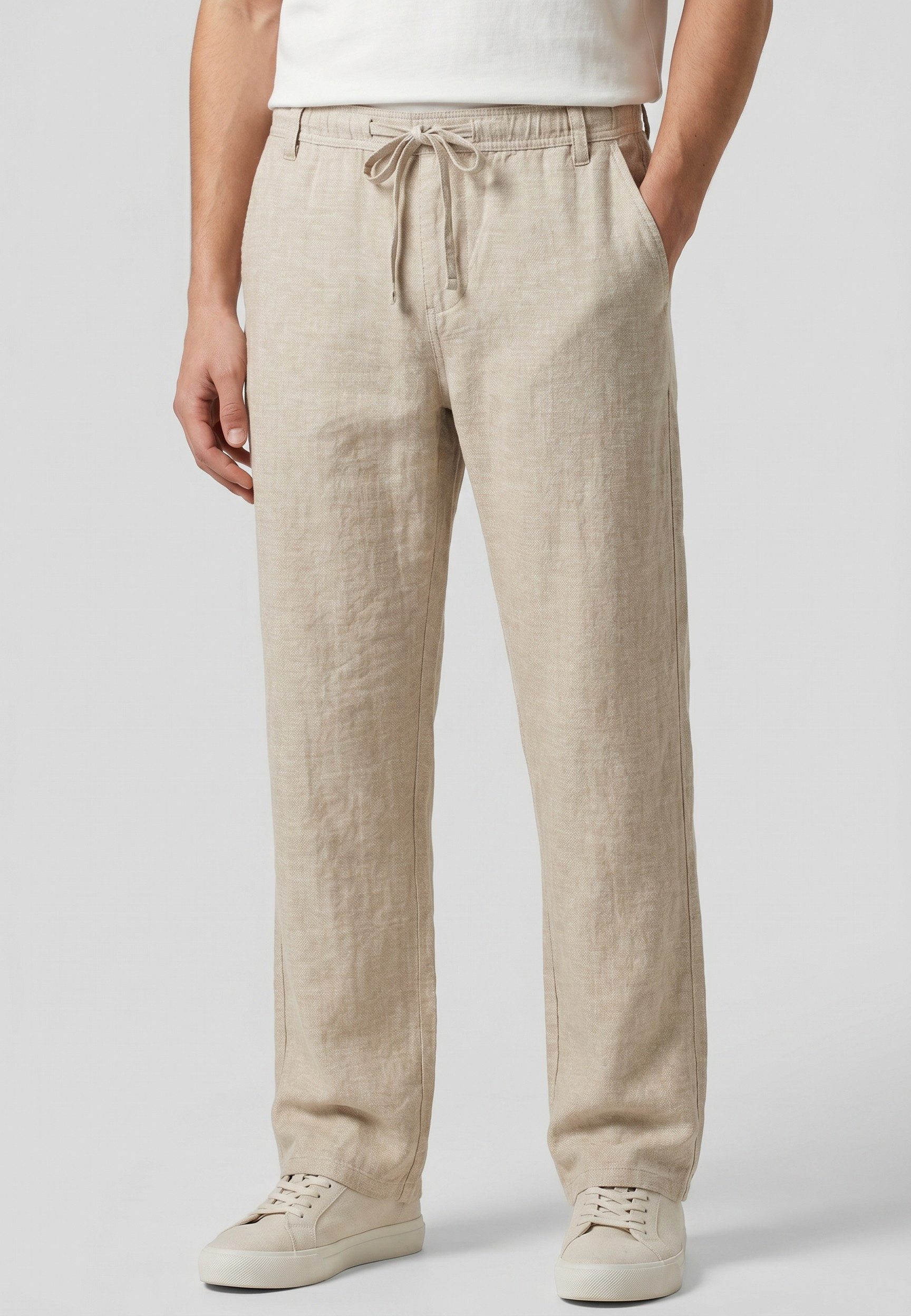 Eight2Nine Stoffhose Herren Hose aus Viskose-Leinen-Mix Melange-Optik, bequemer Gummibund