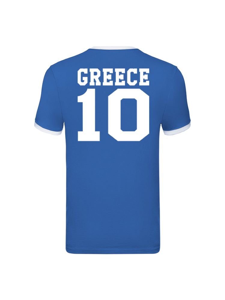 Blondie Griechenland & Brownie EM Fußball T-Shirt Sport Handball Meister Trikot Weiss/Blau Herren