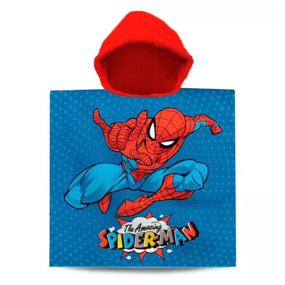 Spiderman Badeponcho Kapuzen Poncho Badetuch Baumwolle Bademantel Strandtuch 60x120cm, Kapuze