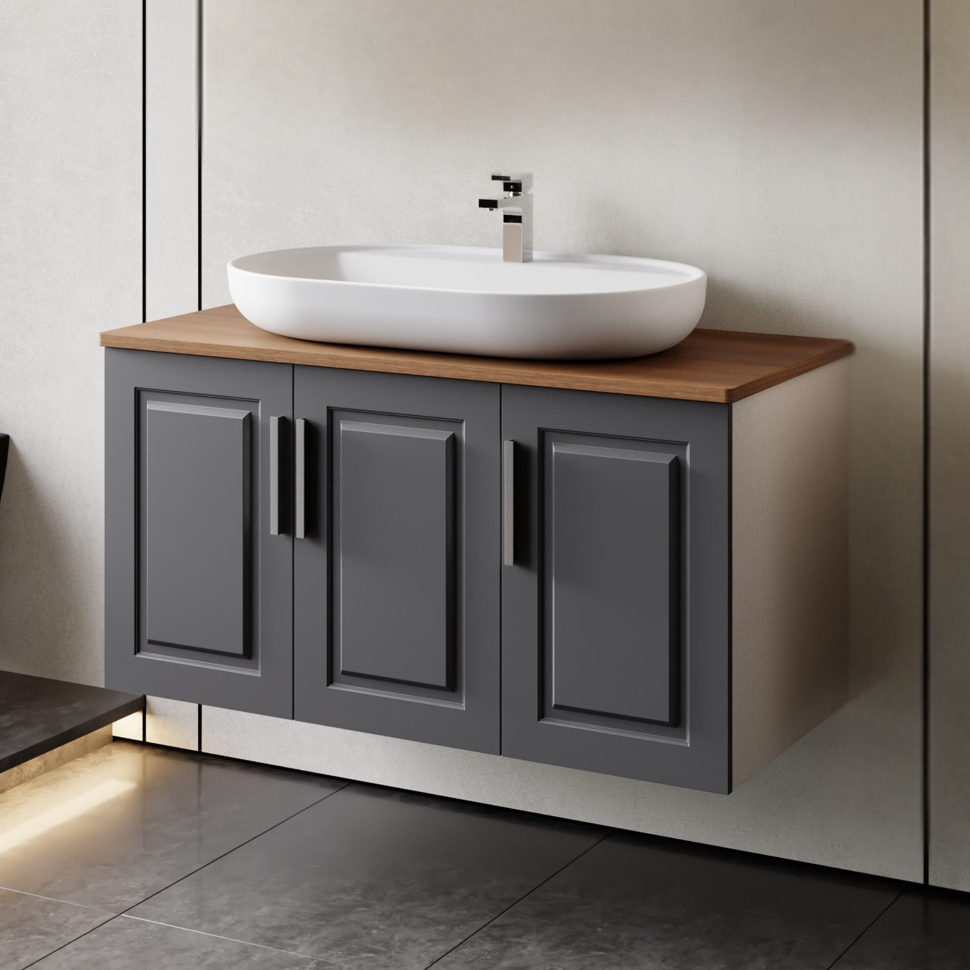 Karen Waschtisch-Set Waschtisch mit Unterschrank Arin Anthrazit, (Komplett- günstig online kaufen